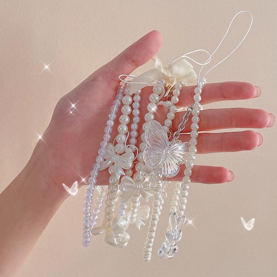 White Beads Phone Charms