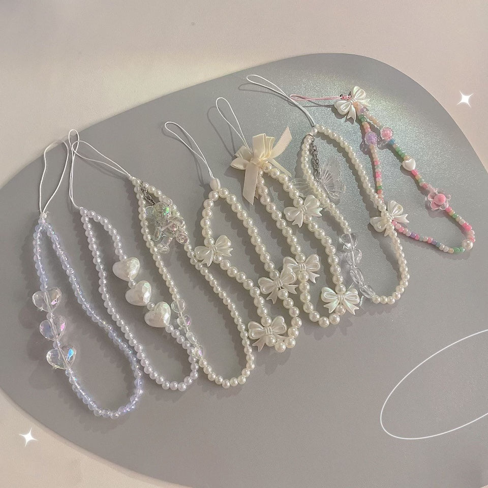 White Beads Phone Charms