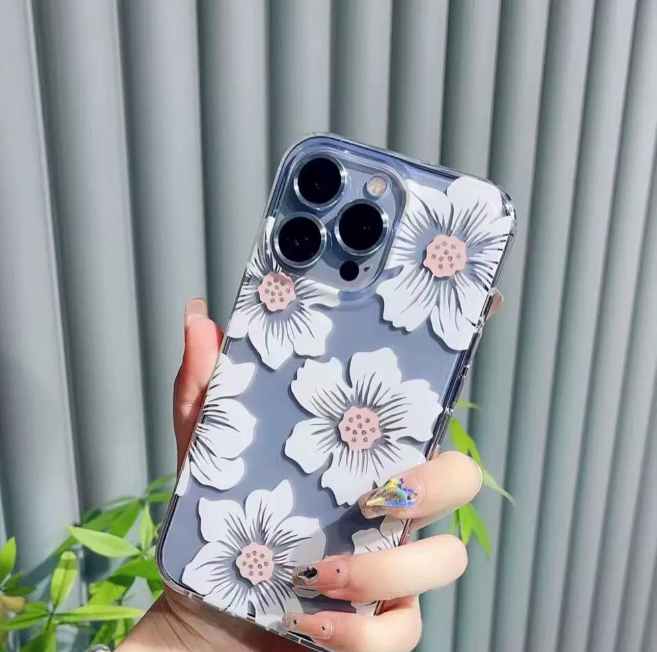 Transparent White Floral case for iPhone