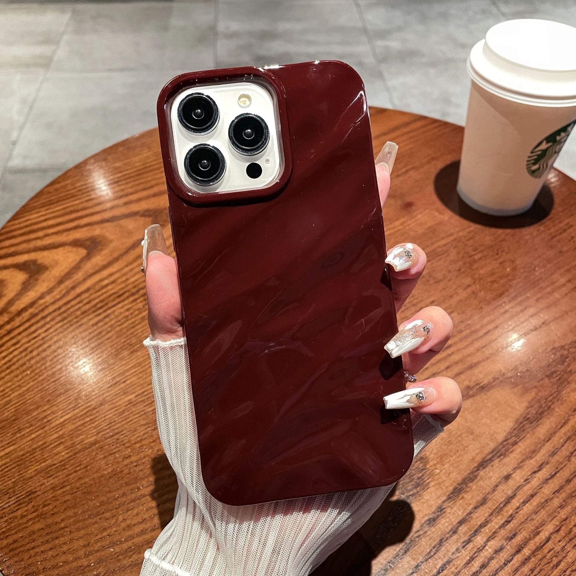 Maroon Pleated wrinkles Case For iPhone 13