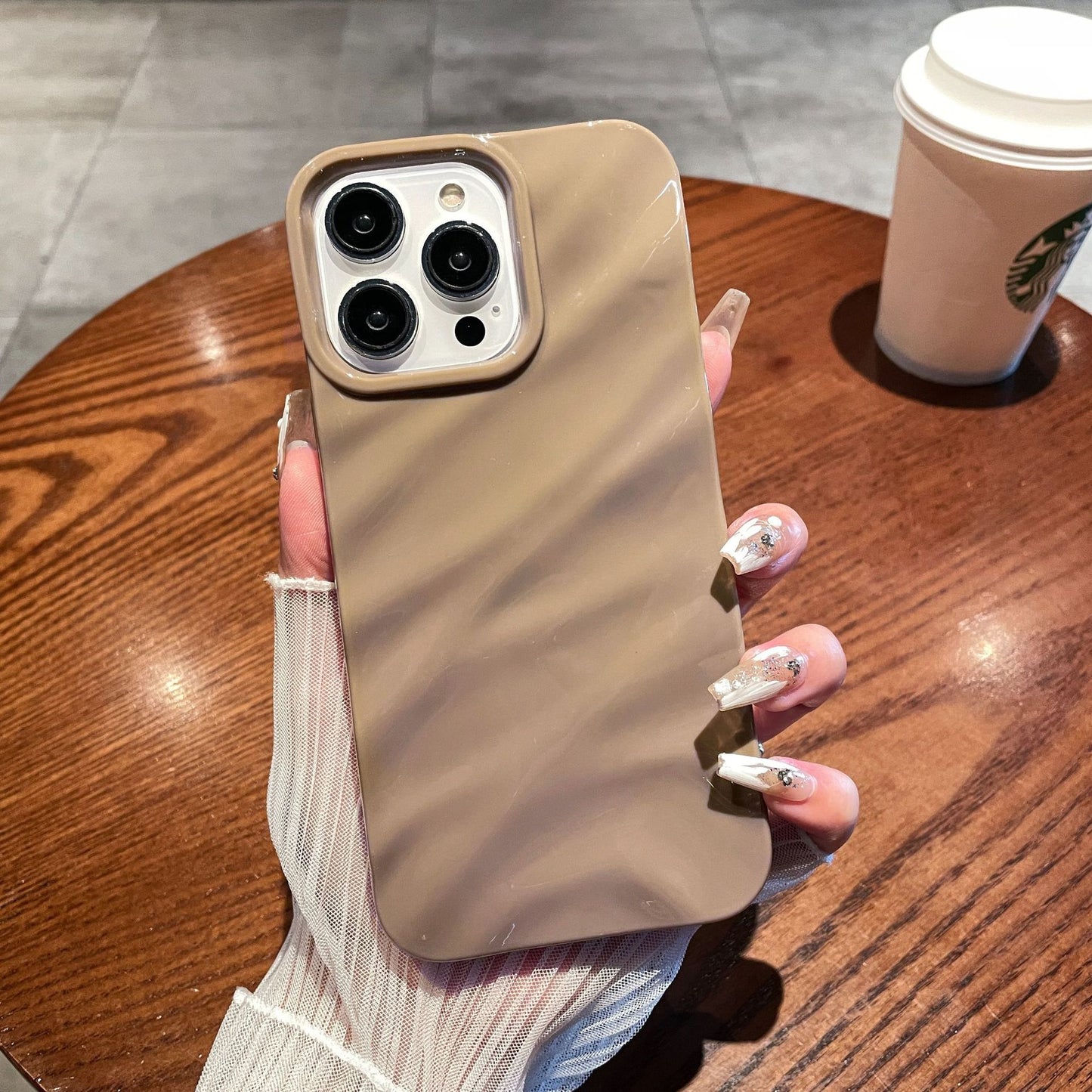Nude Pleated wrinkles Case For iPhone