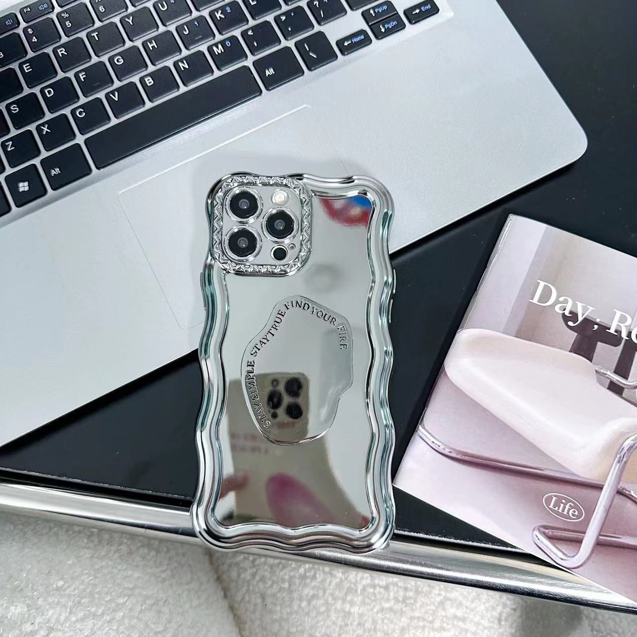 Shiny Silver Case For iPhone 14 pro max