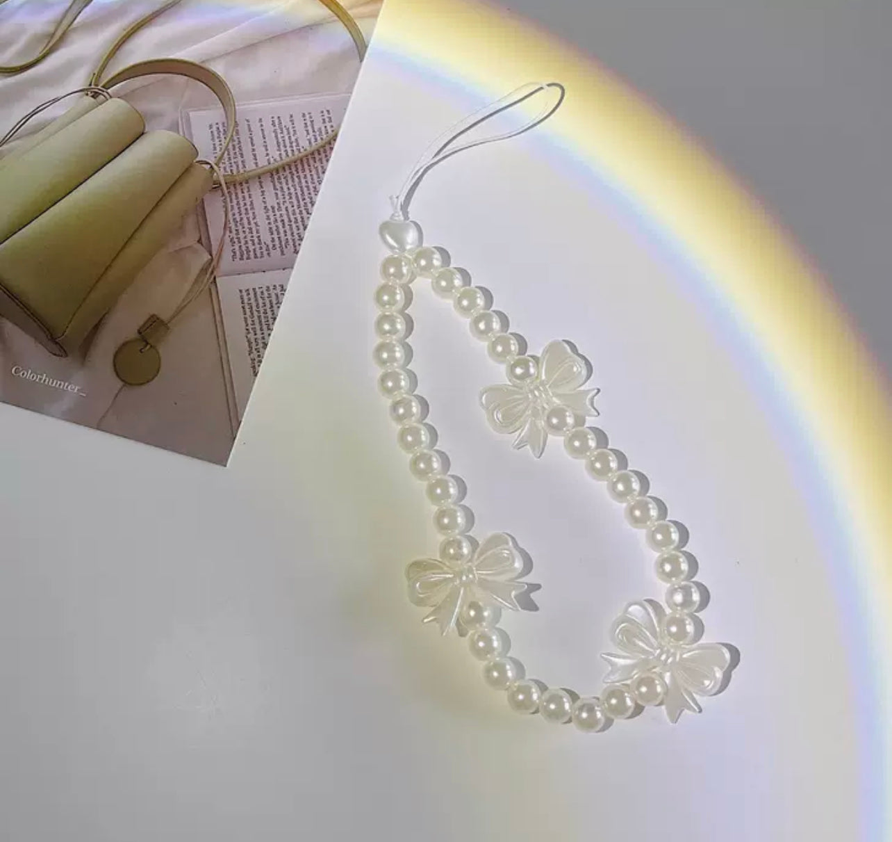 Love Bow Pearl Phone Charm