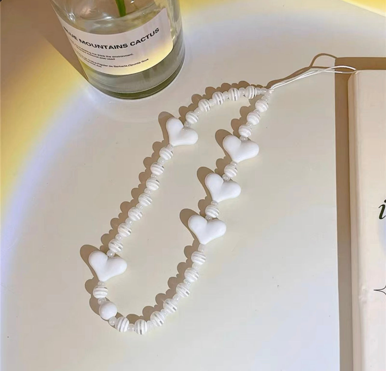 White Love Lanyard Phone Charm