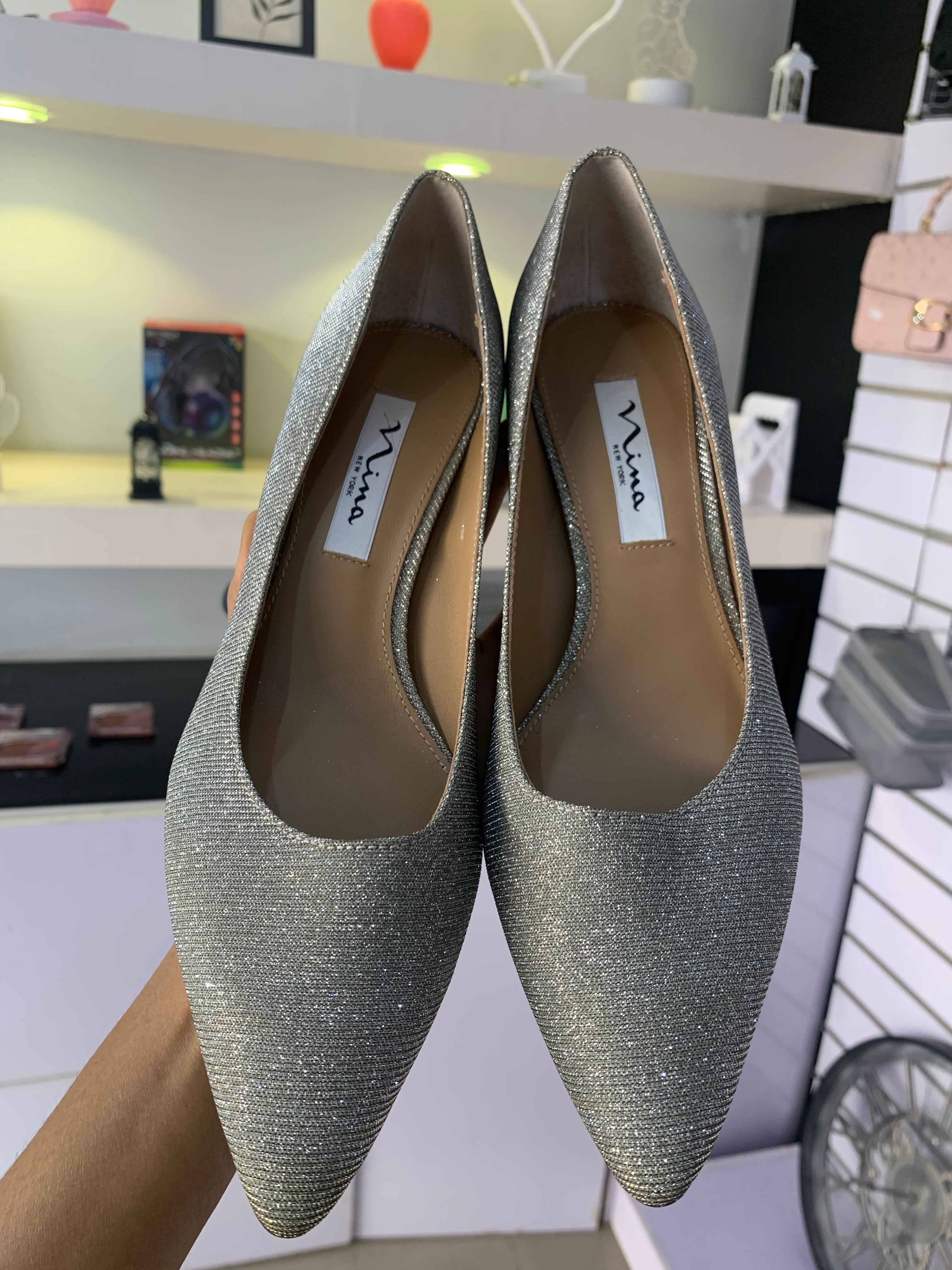 Shiny Silver High Heel Size 38