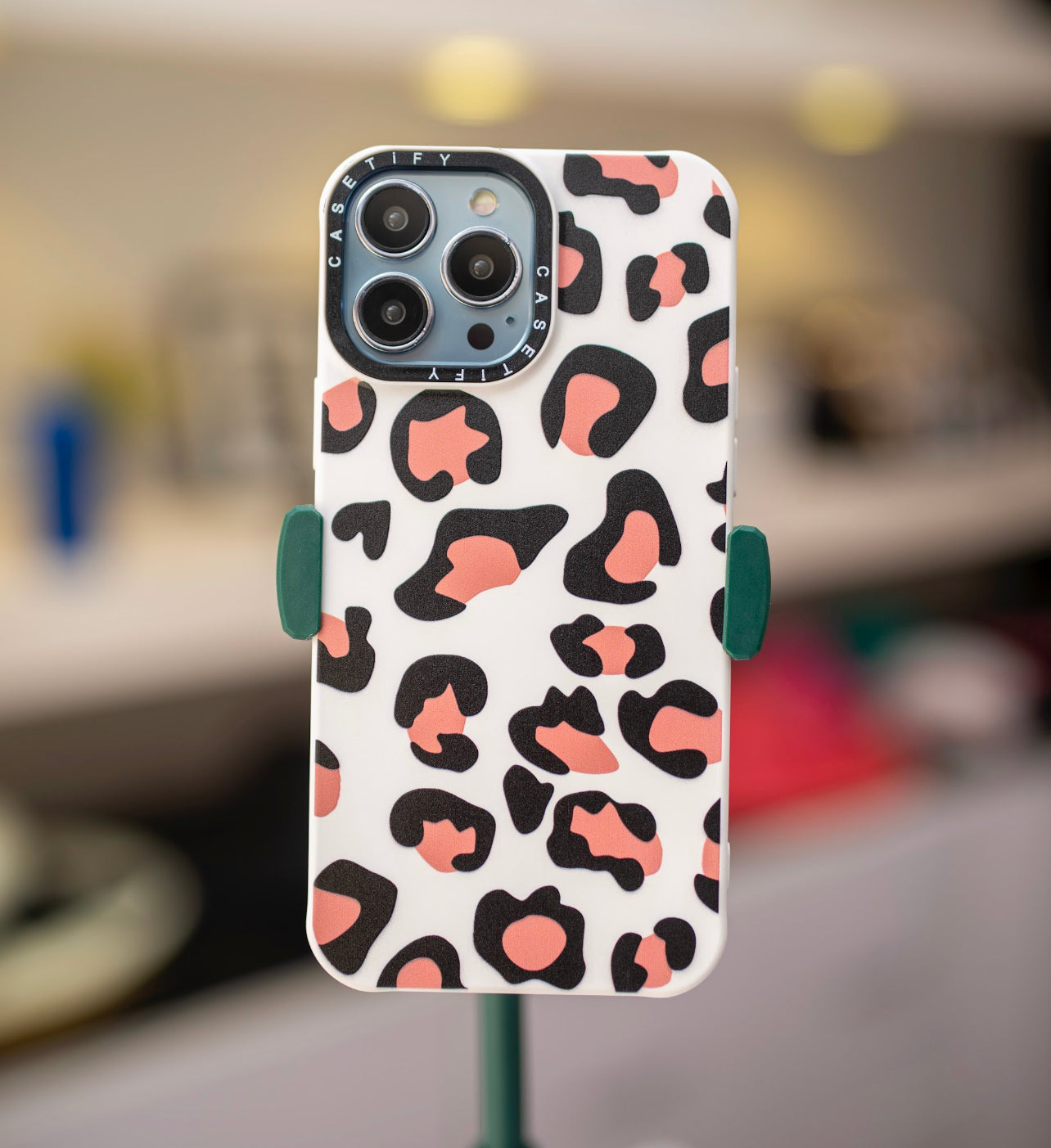 Peach Leopard Silicone Case For IPhone 13 Pro