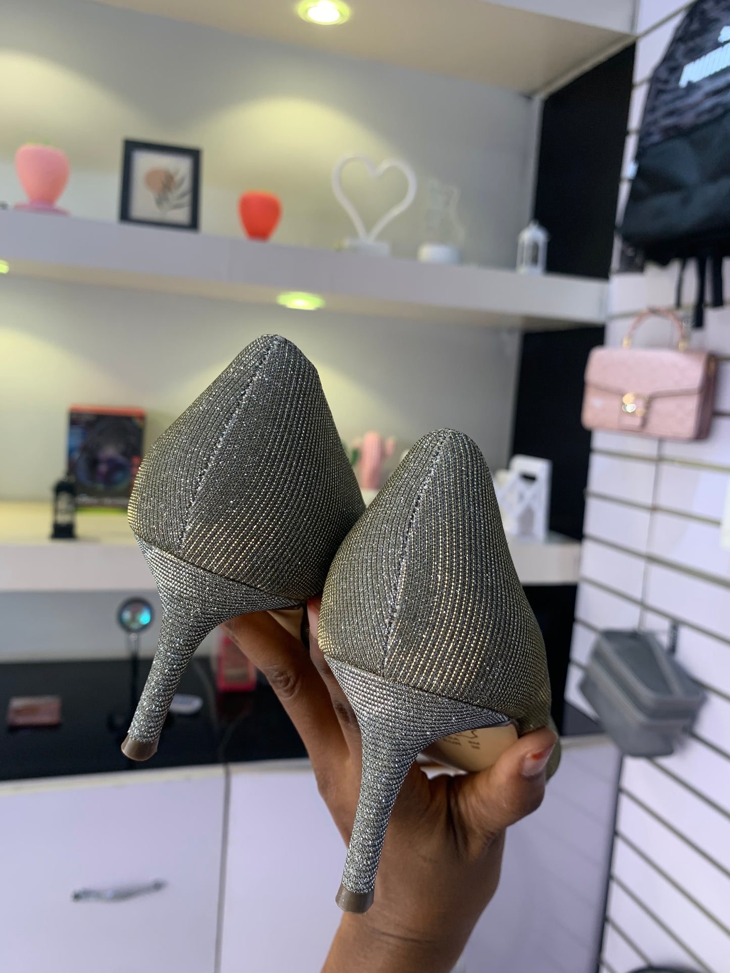 Shiny Silver High Heel Size 38