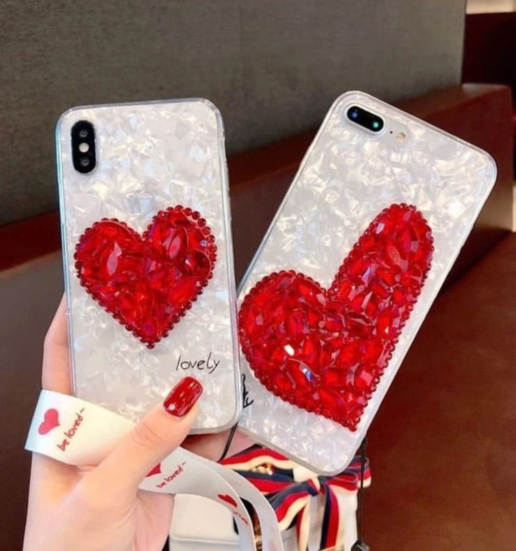 Big Heart Glitter Luxury Case For iPhones