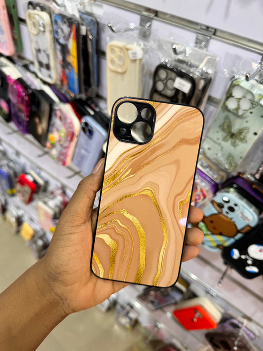 Nude Gold Marble Case For iPhones
