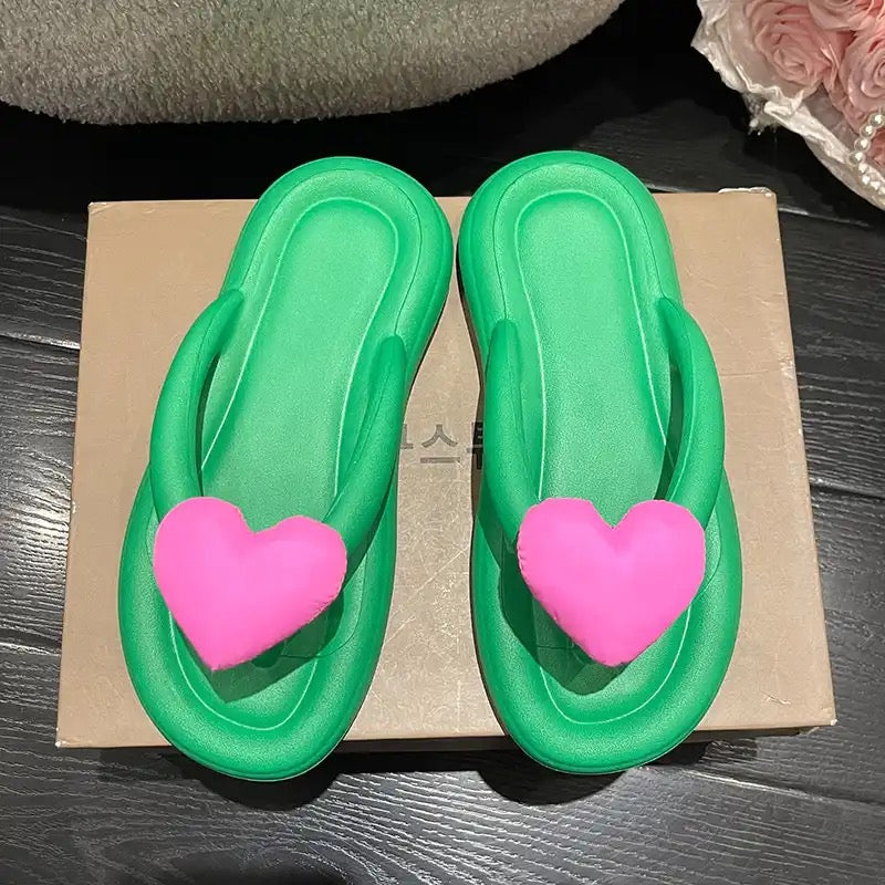 Pink Heart Green Soft Shoe Size 38-39