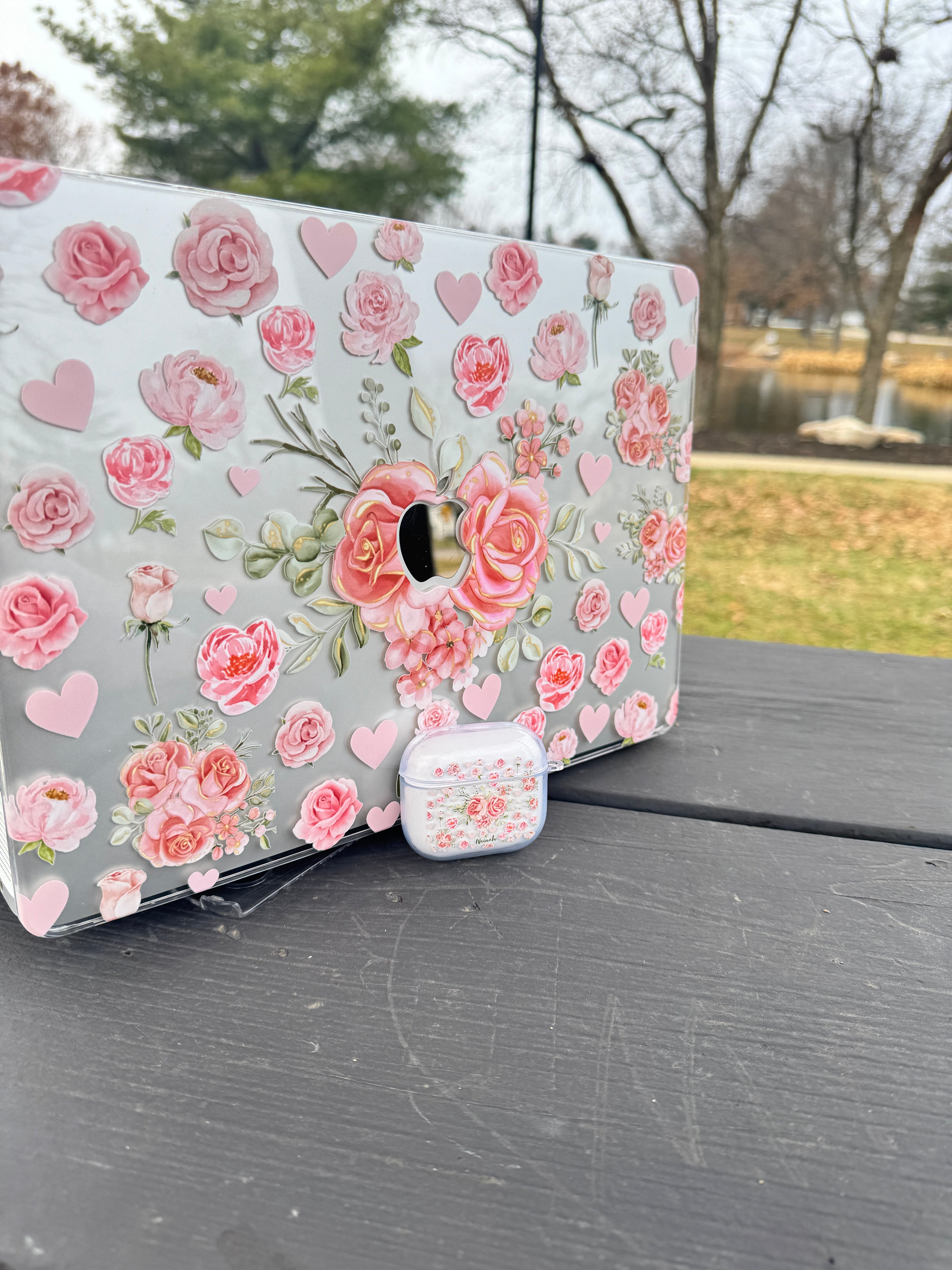 Pink Flower Bouquet Airpods Case