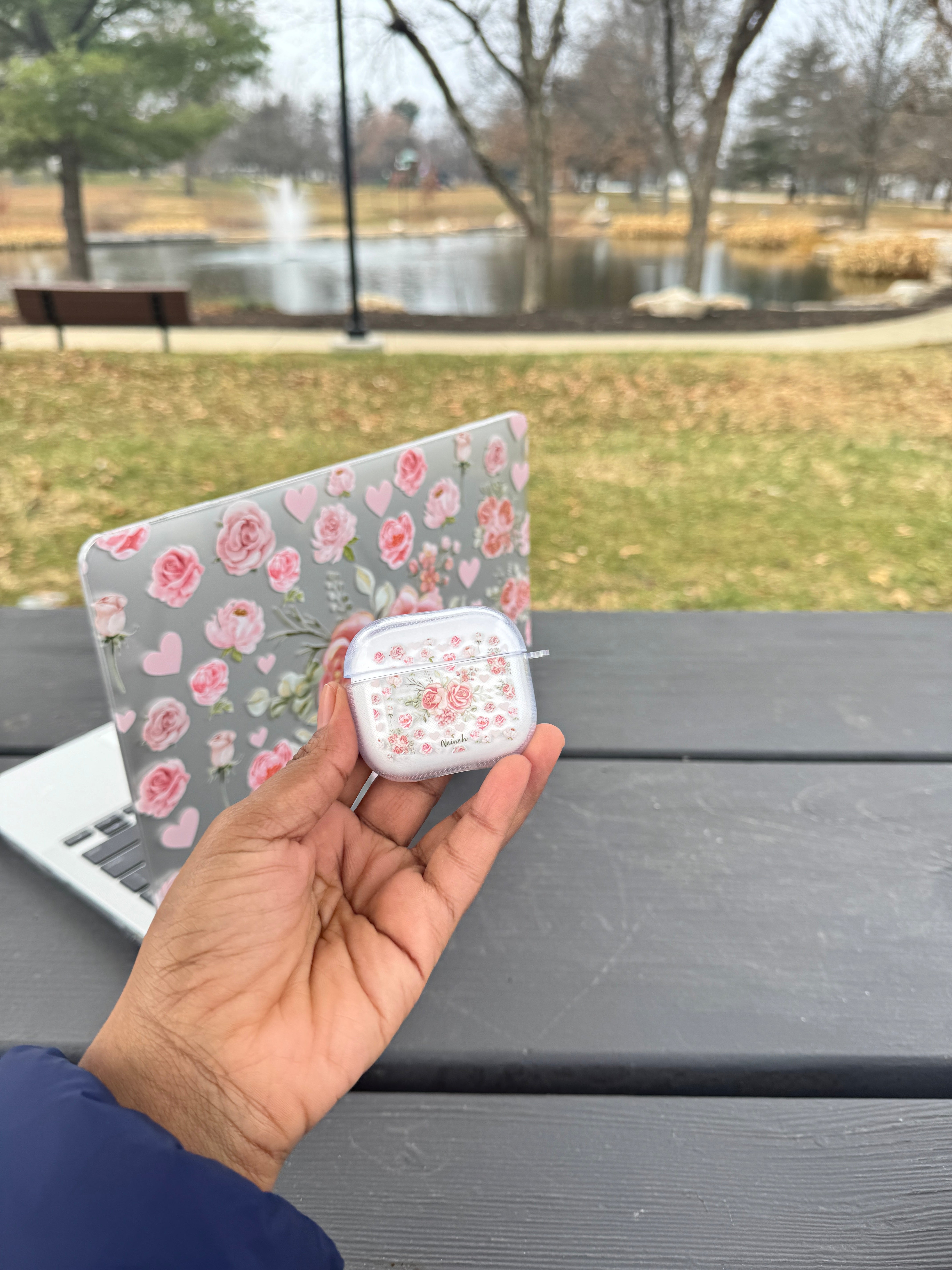 Pink Flower Bouquet Airpods Case