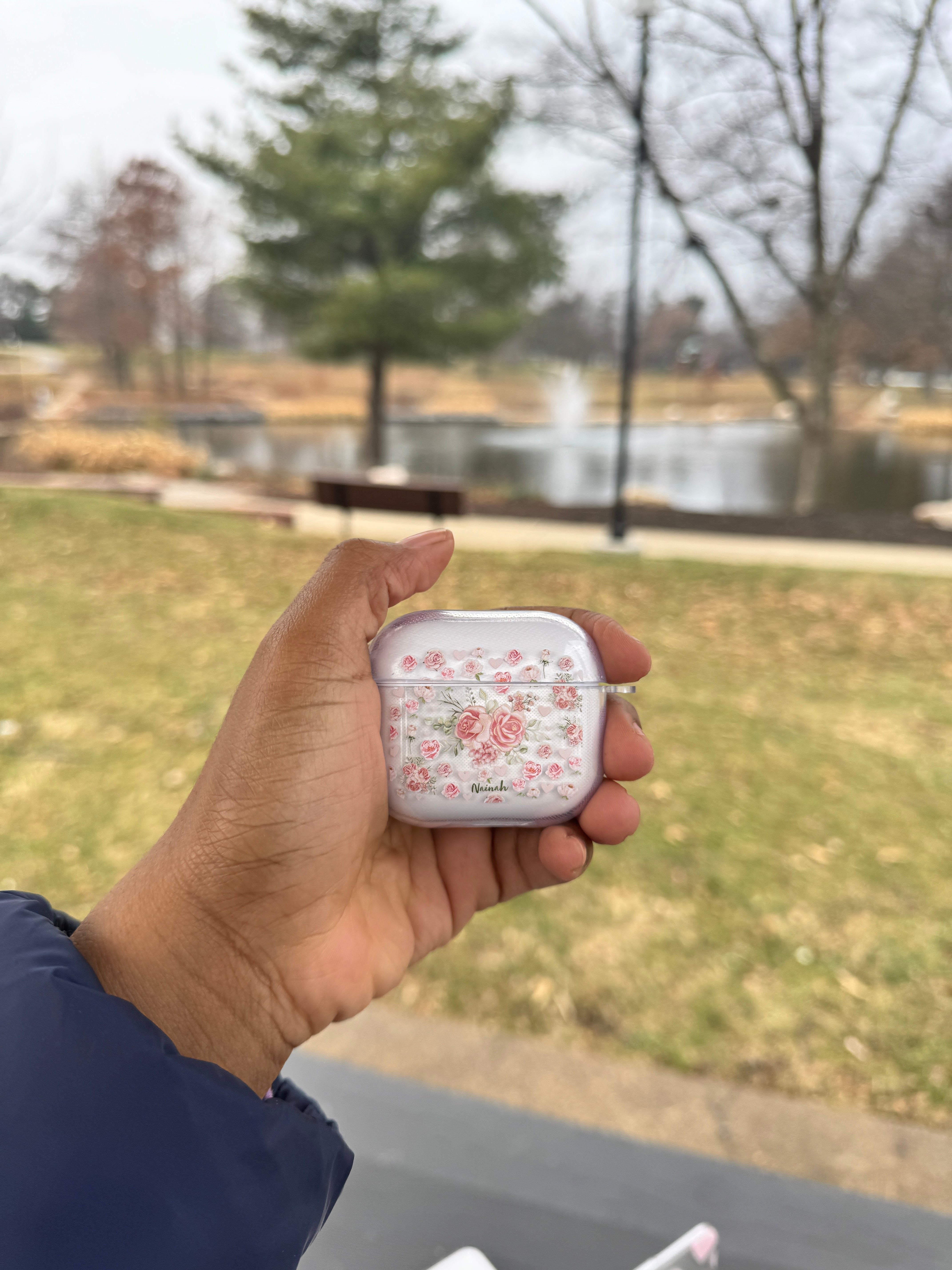 Pink Flower Bouquet Airpods Case