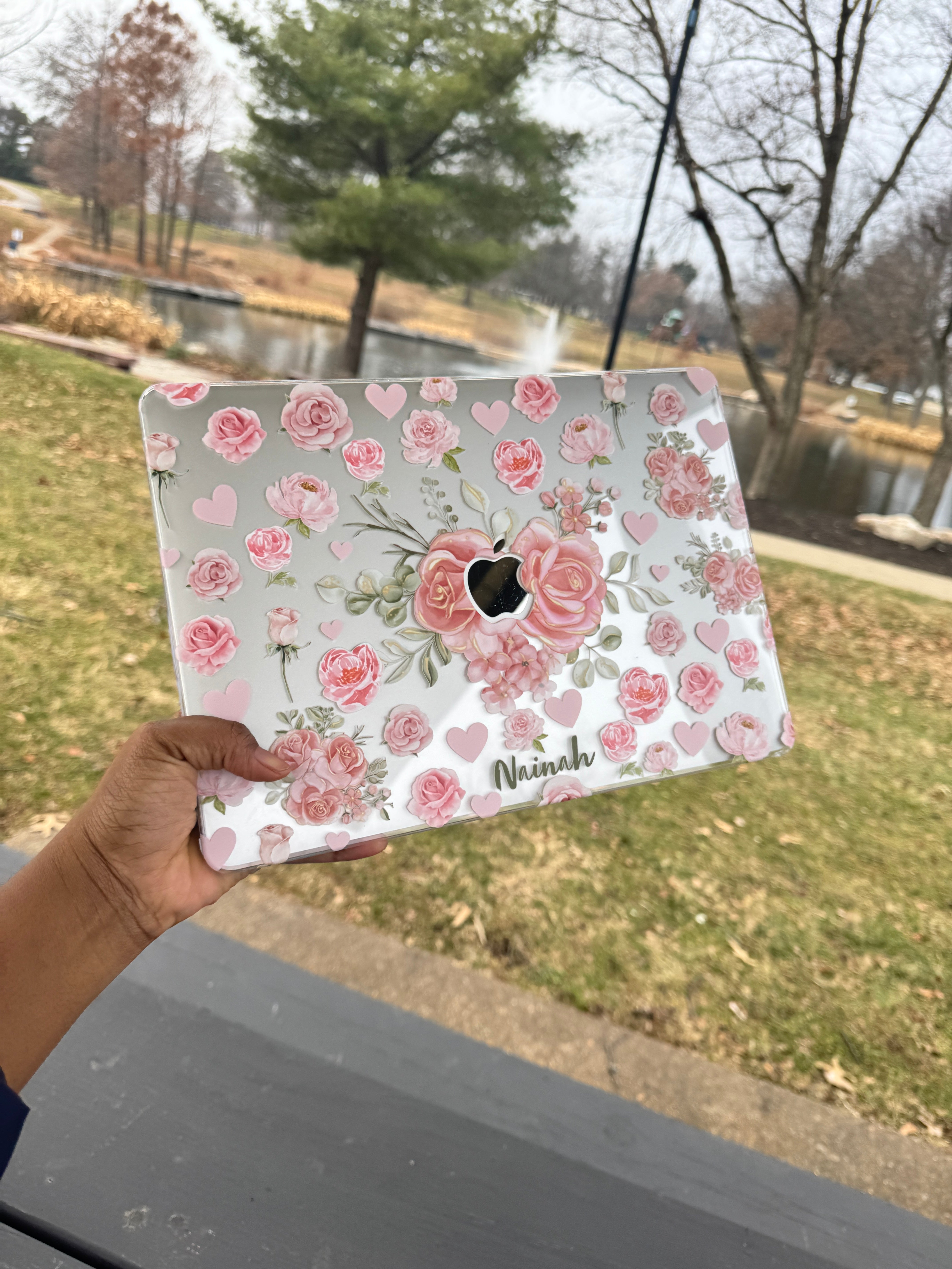 Pink Rose Bouquet MacBook Case