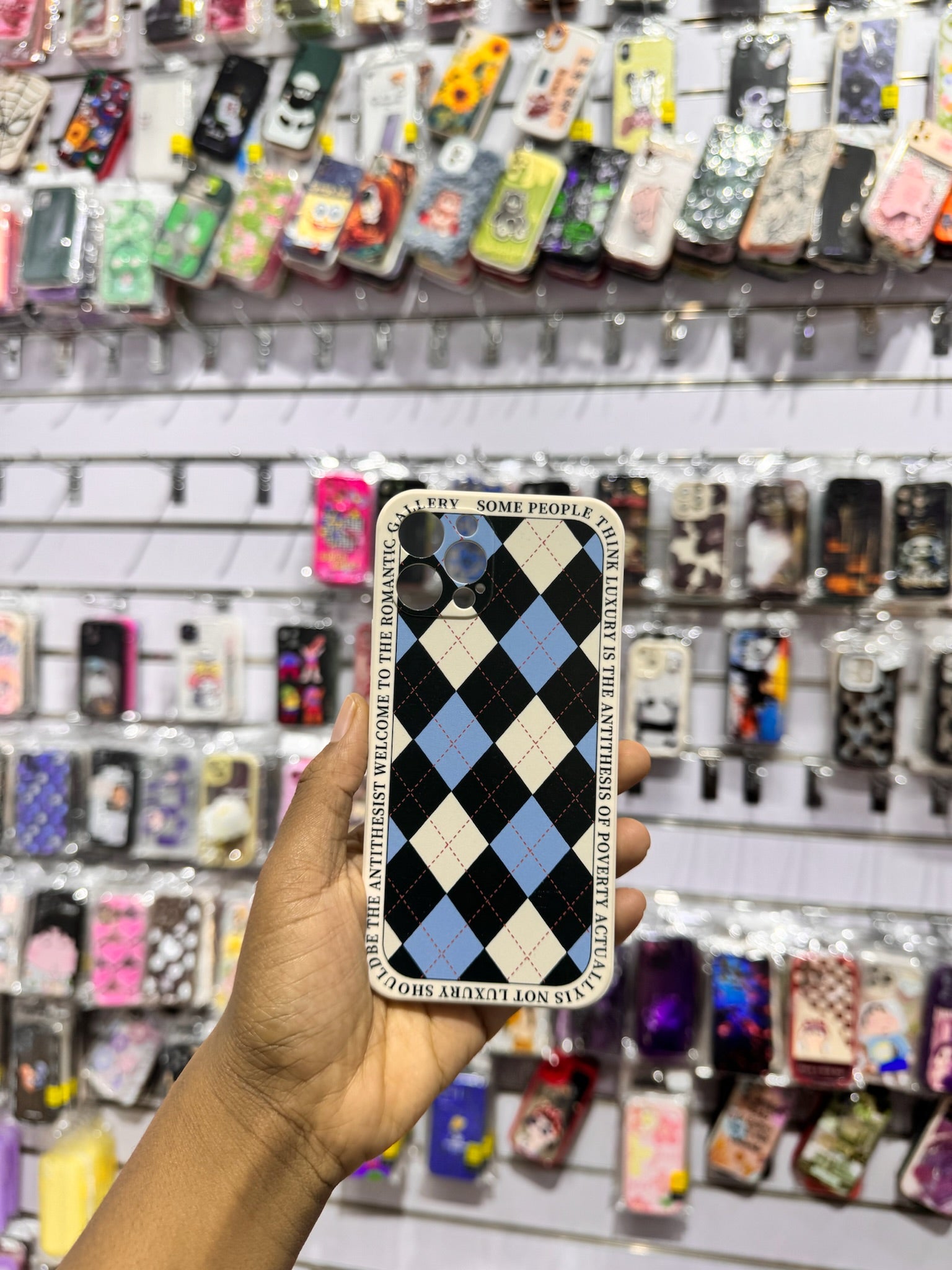 Blue Grid Case For IPhones