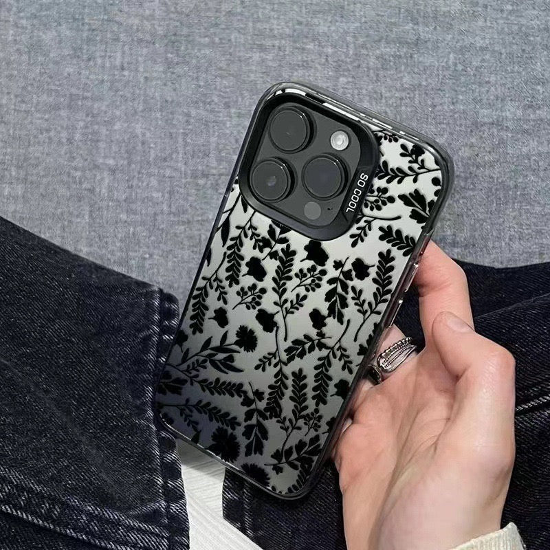 Black shadow flower case for iPhones