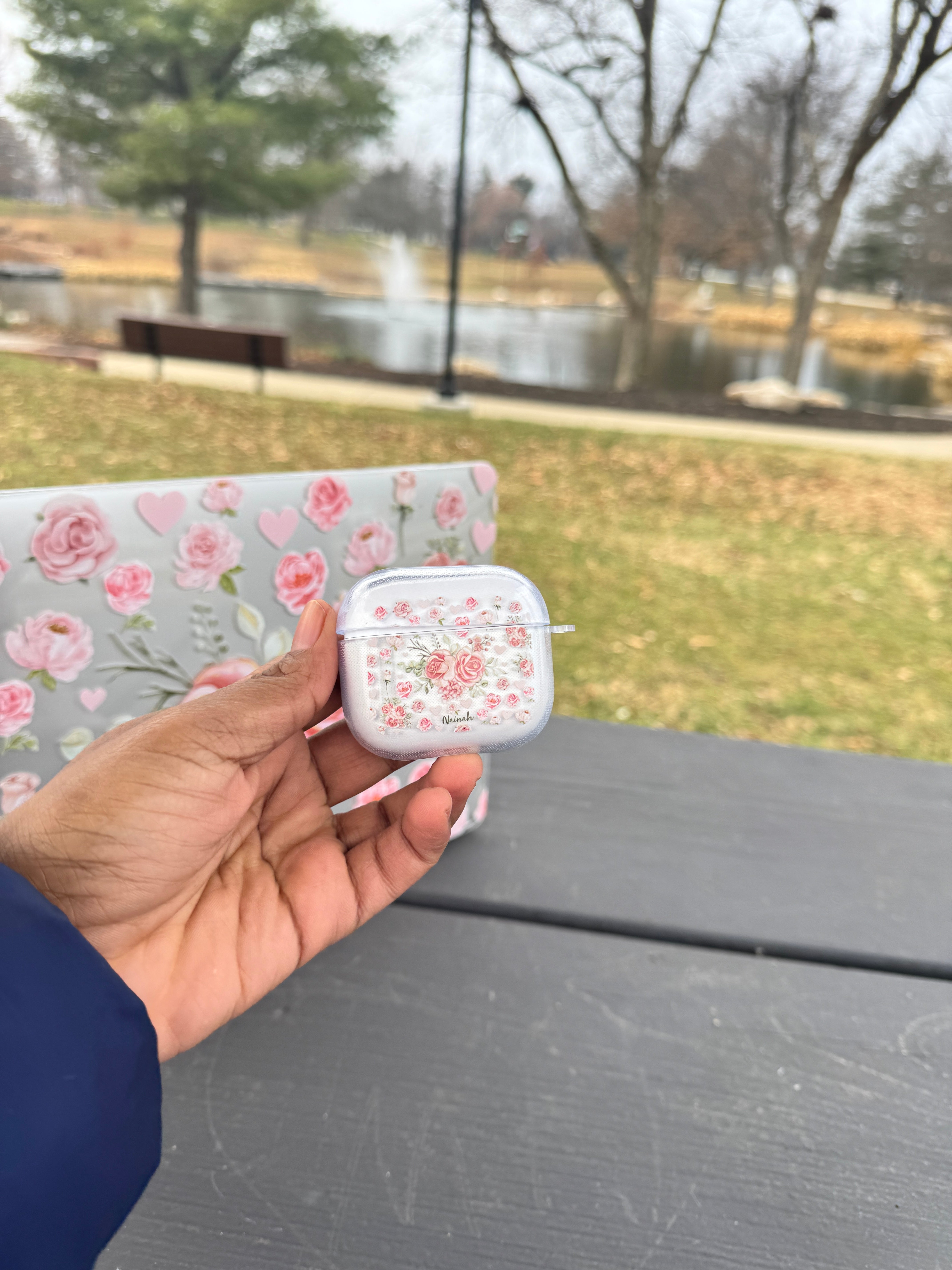 Pink Flower Bouquet Airpods Case