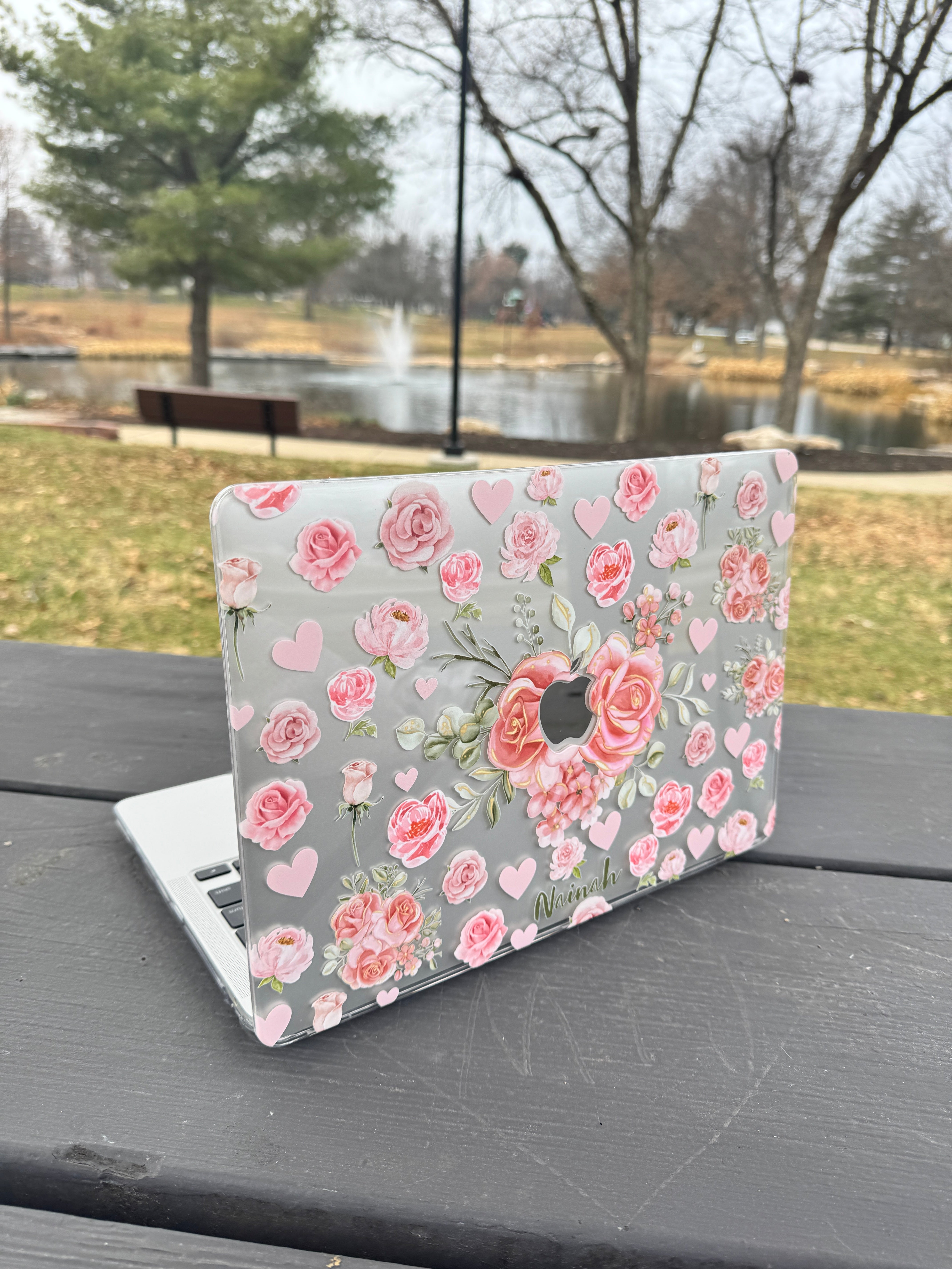 Pink Rose Bouquet MacBook Case