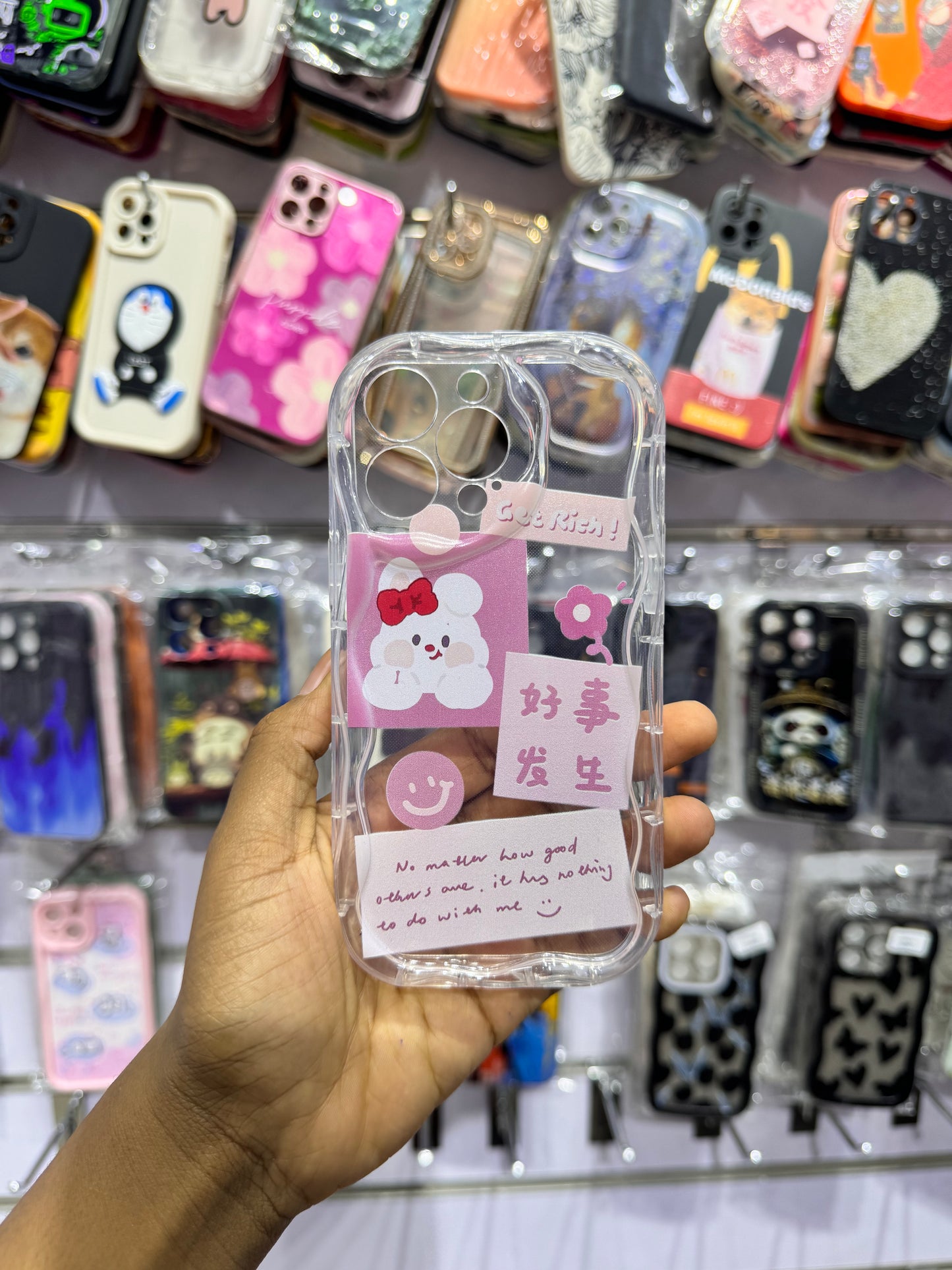 Transperent Get rich pink  Case For IPhones