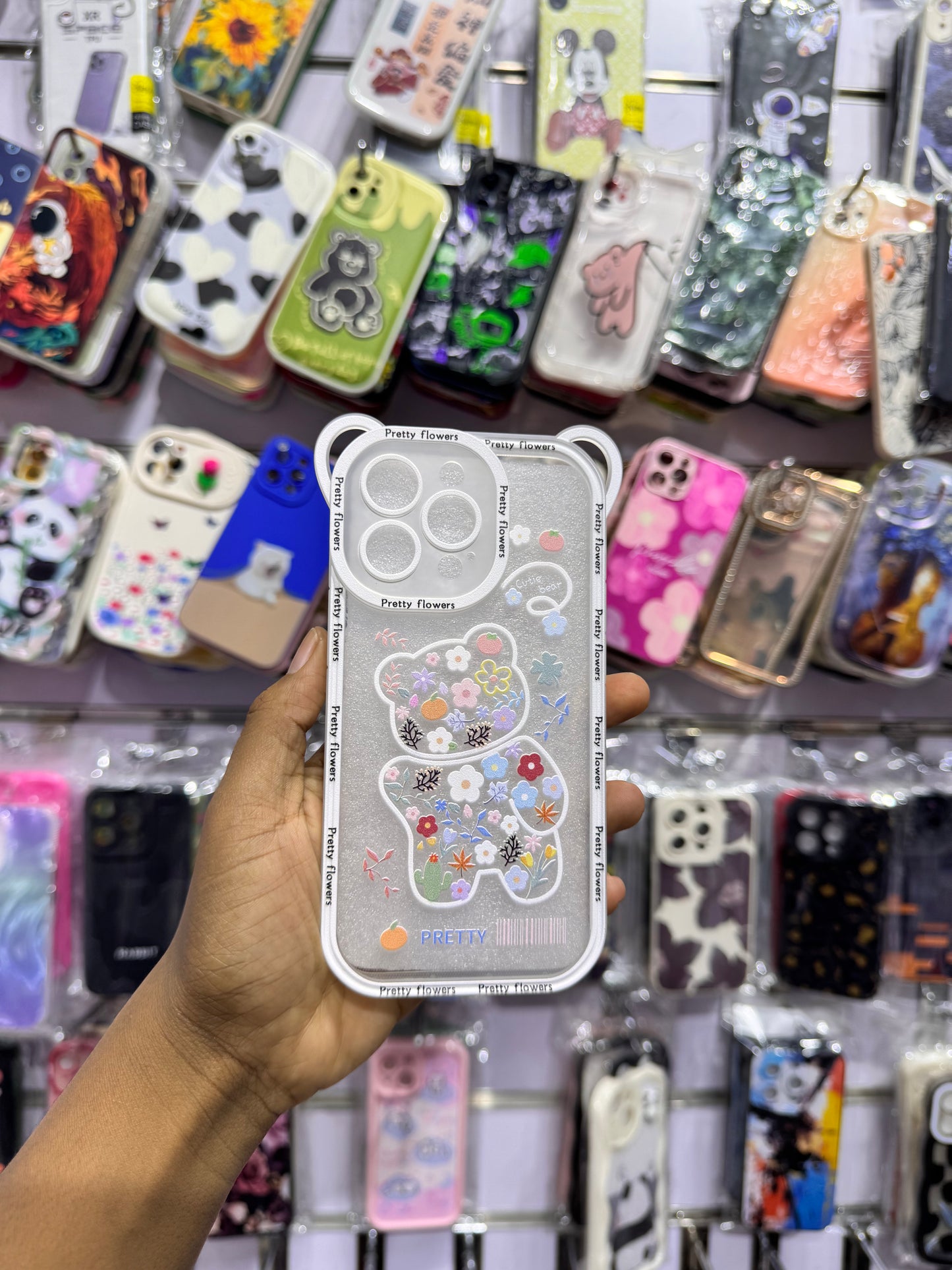 Pretty Flower Bear Case For IPhones