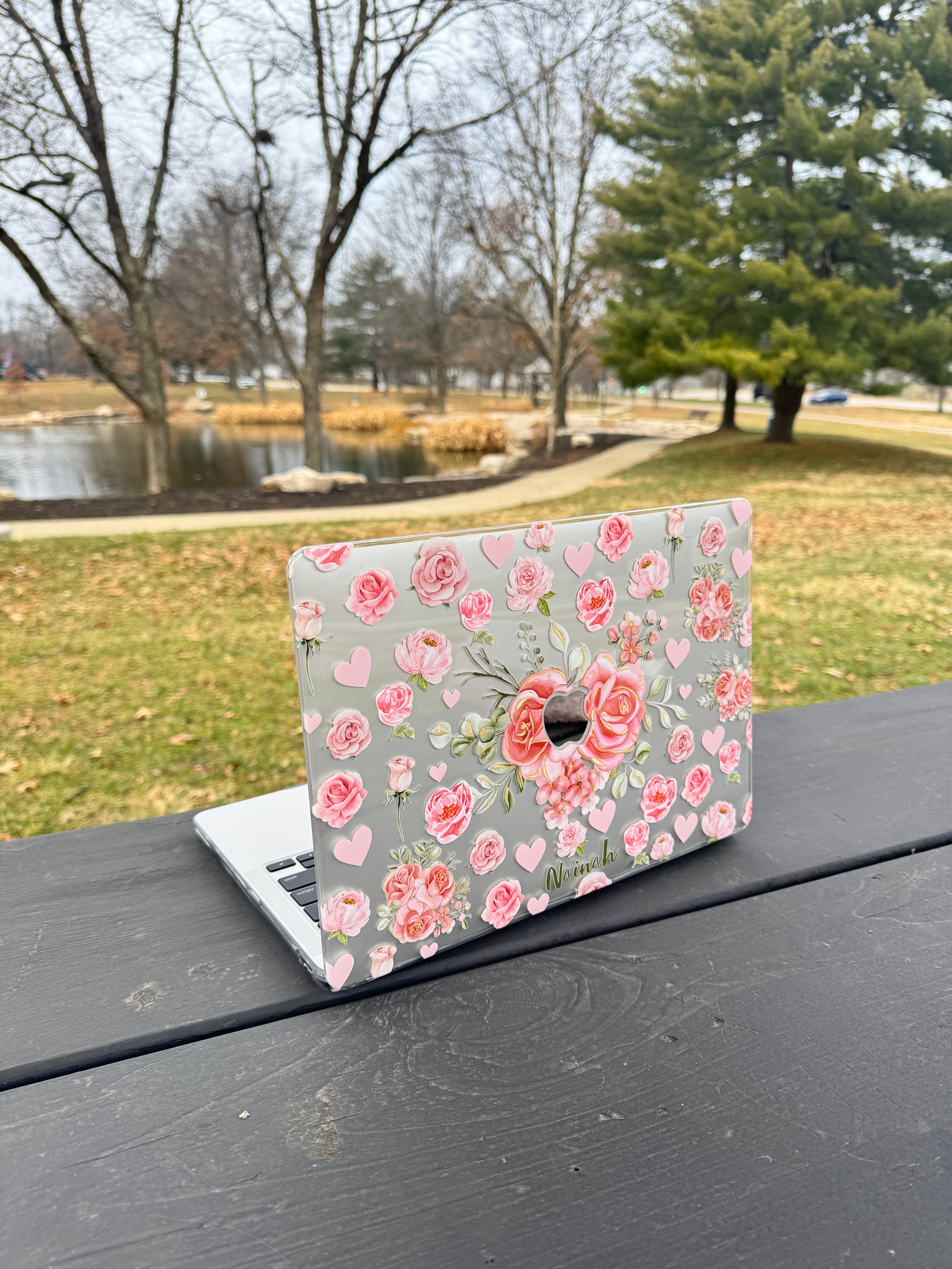 Pink Rose Bouquet MacBook Case