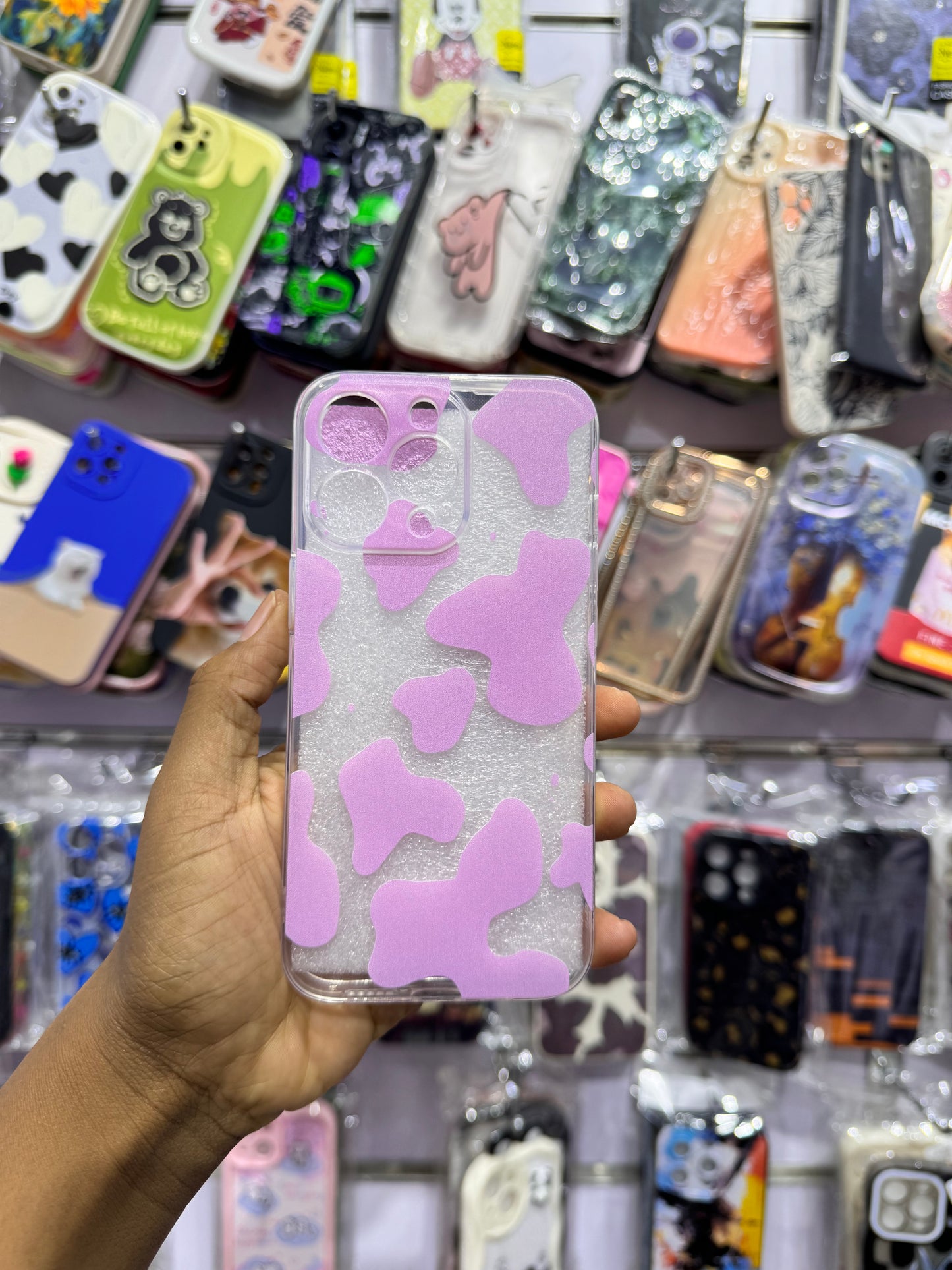Transparent pink print  Case For IPhones