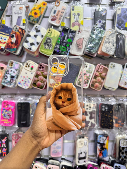Transparent Cat in a duvet Case For IPhones