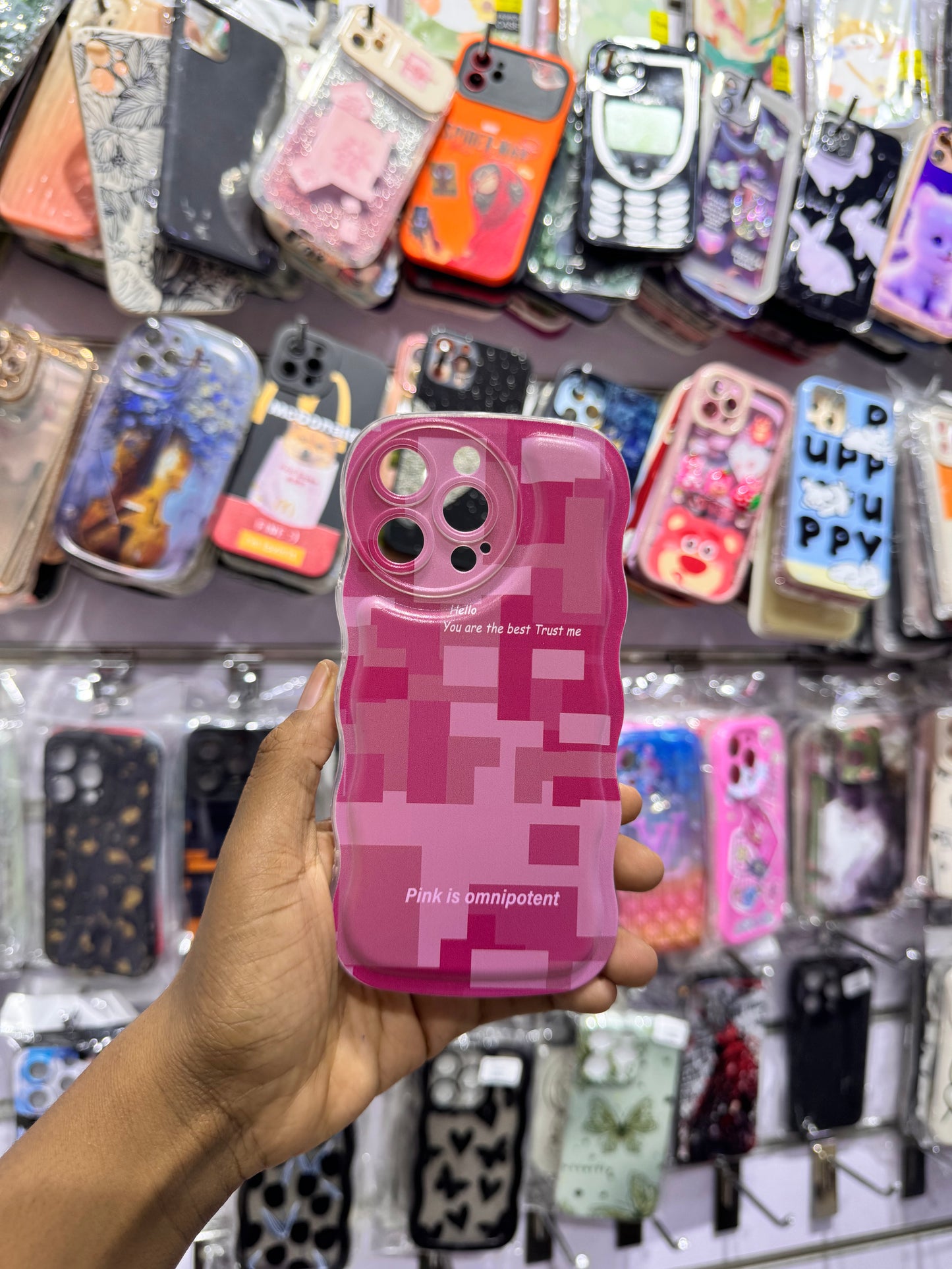 Pink Grid Case For IPhones