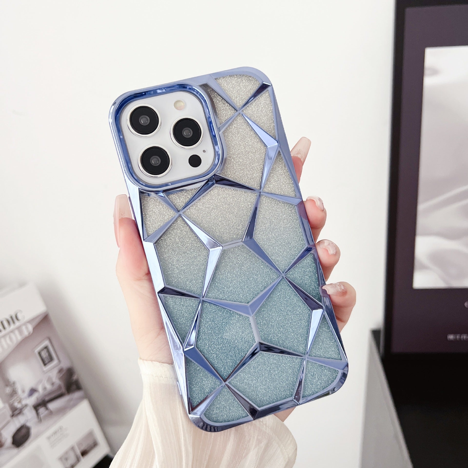 Blue diamond Glitter Case For IPhone 13 Pro Max