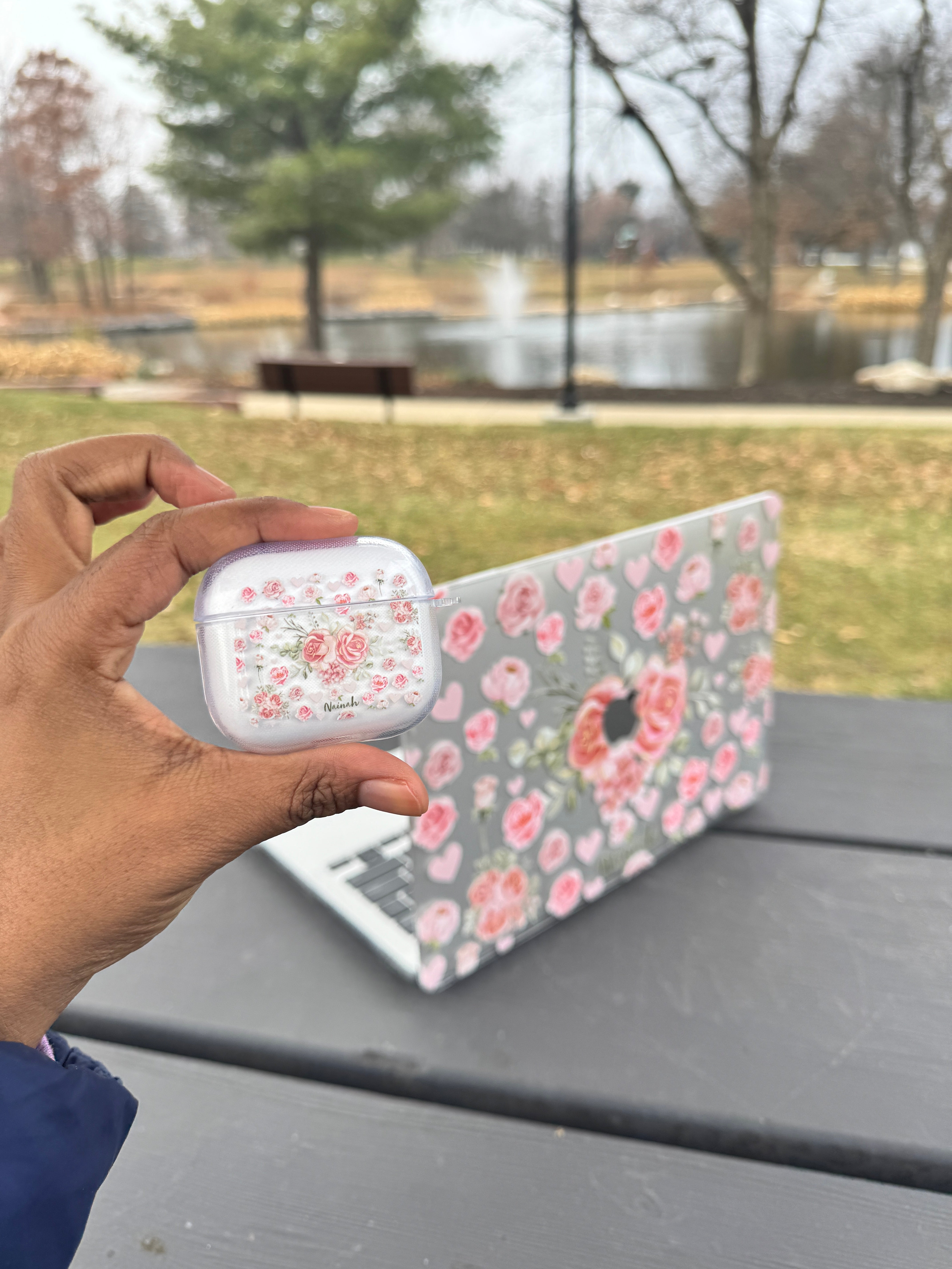 Pink Flower Bouquet Airpods Case