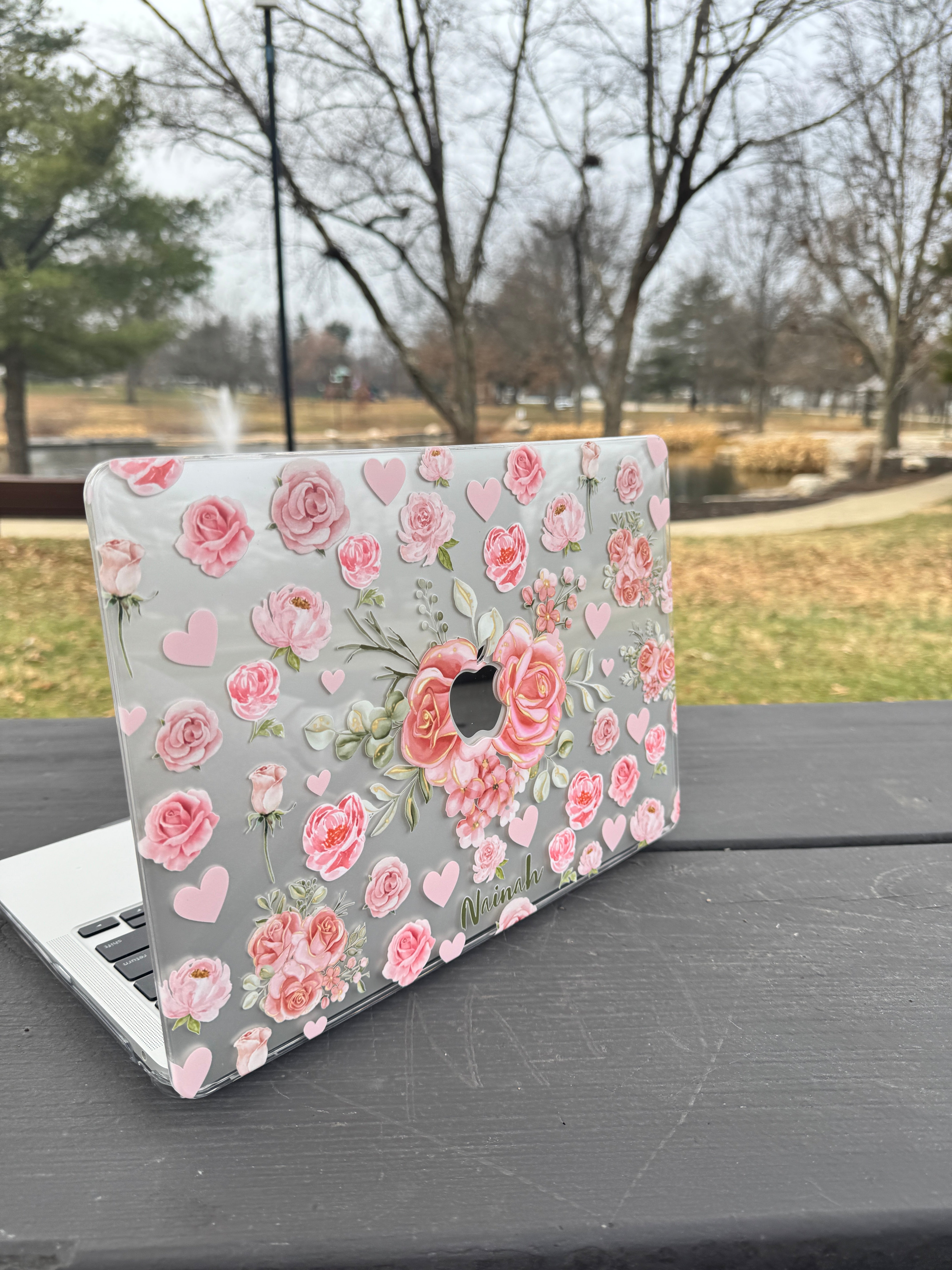 Pink Rose Bouquet MacBook Case