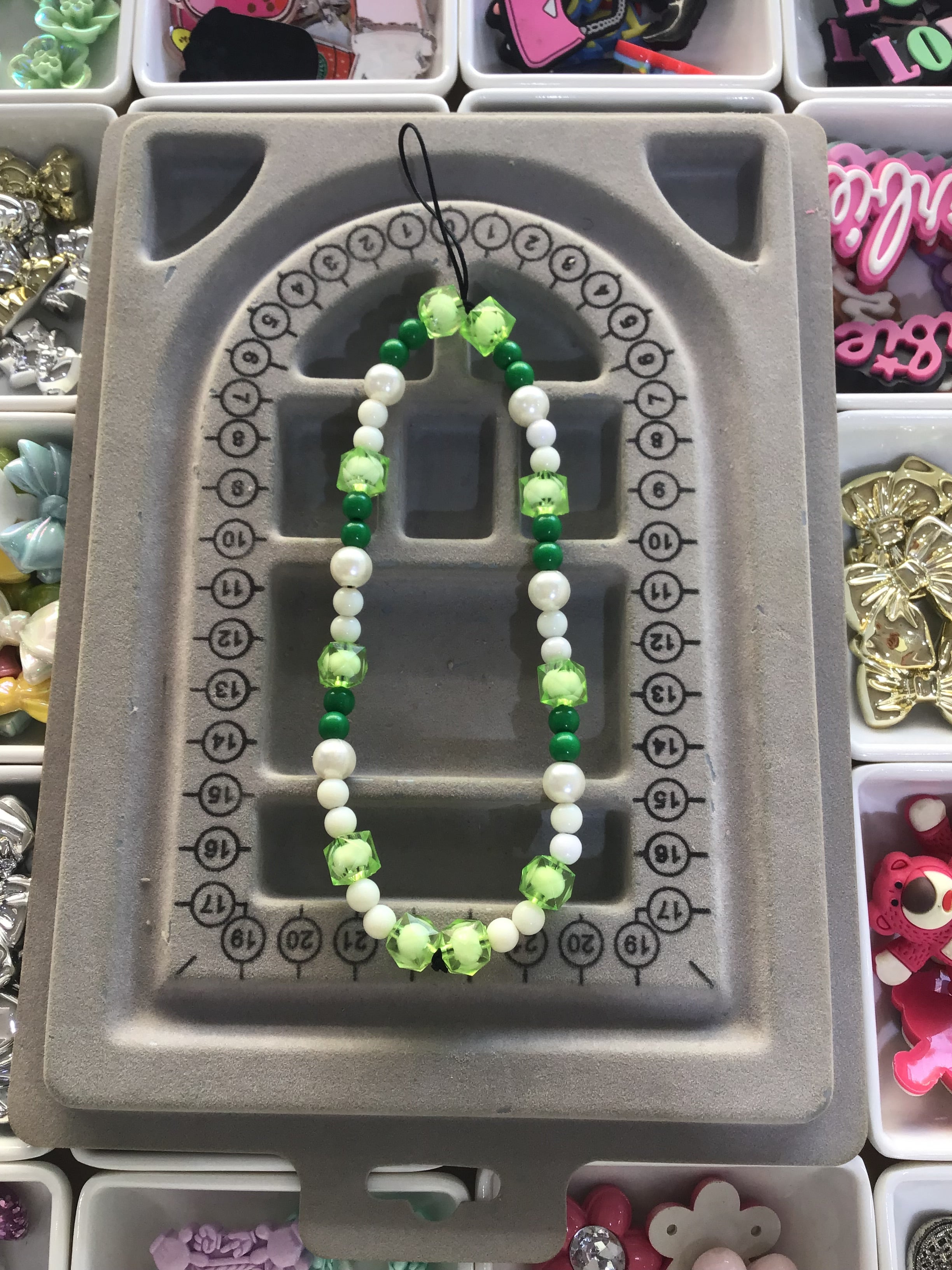 Green Pearls Phone charm