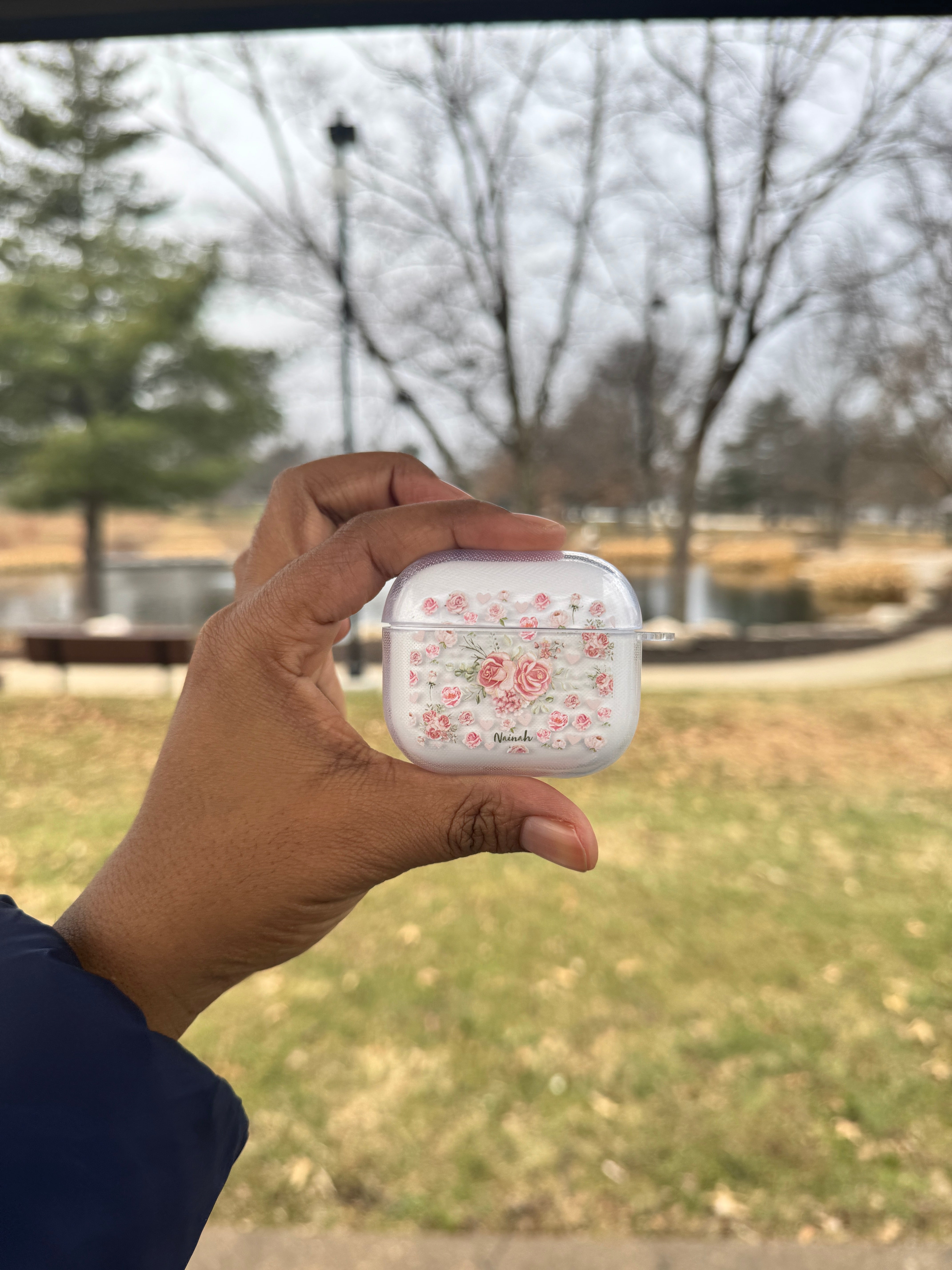 Pink Flower Bouquet Airpods Case