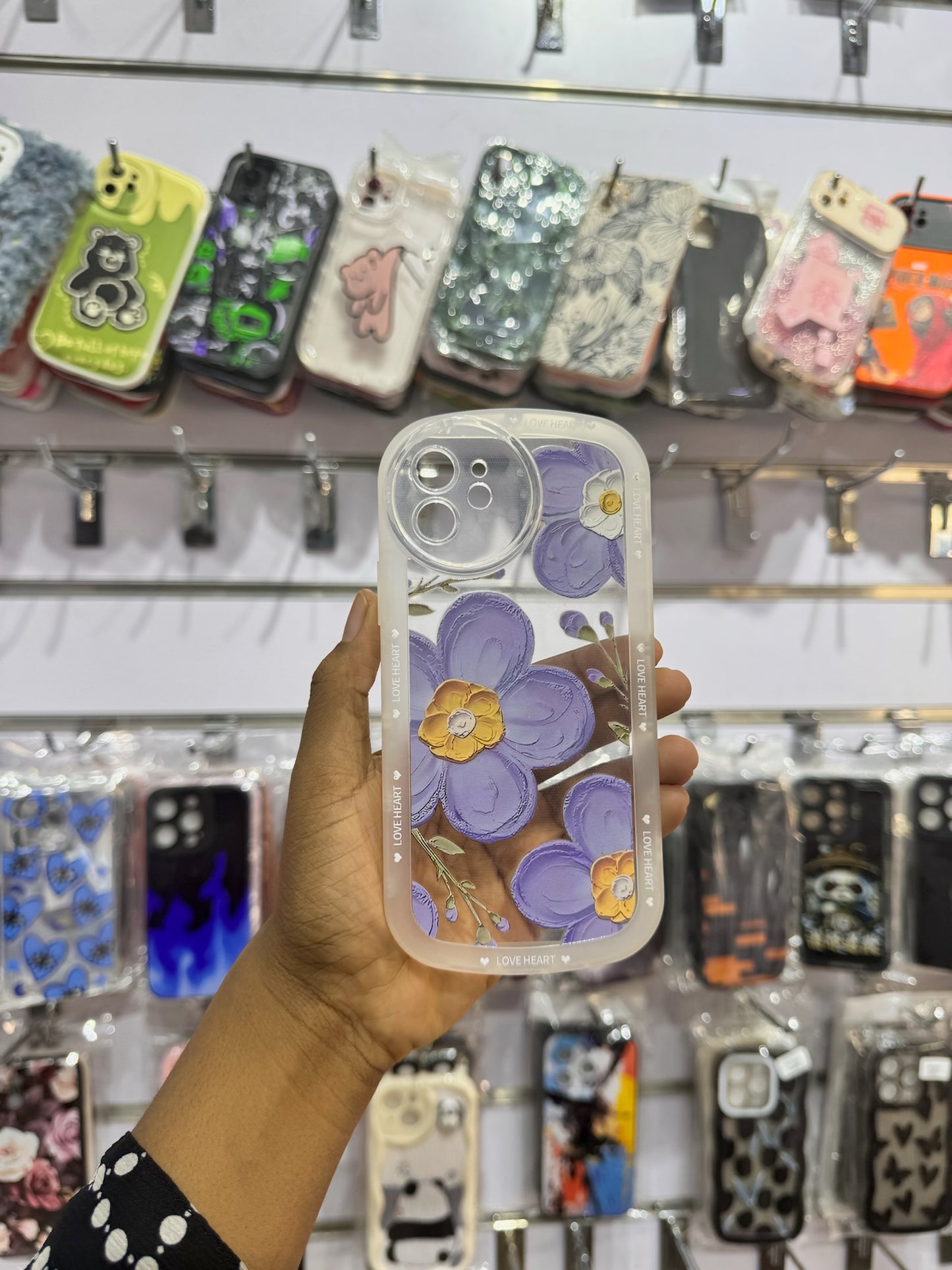 Transperent Purple Flower Case For IPhones