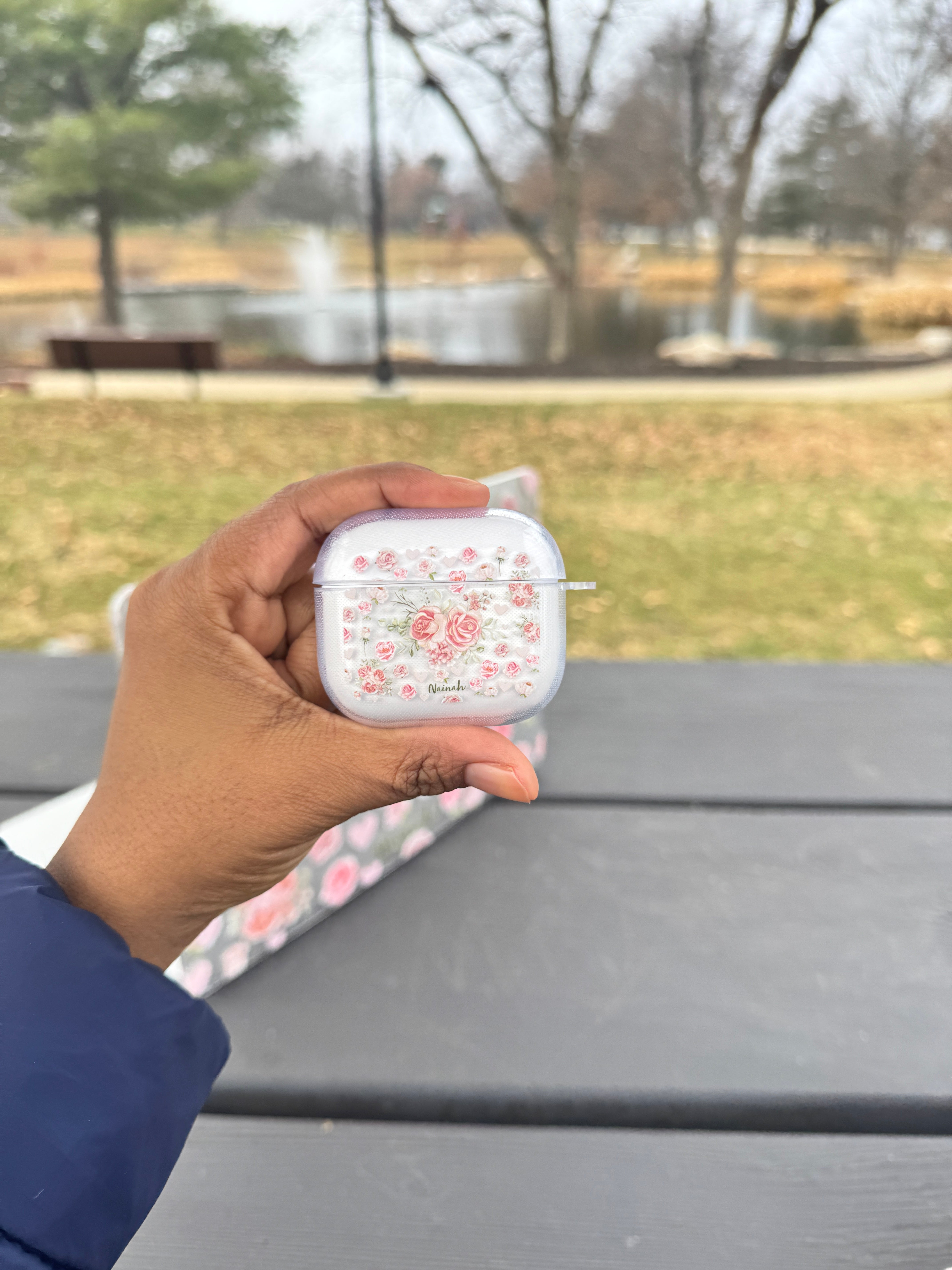 Pink Flower Bouquet Airpods Case