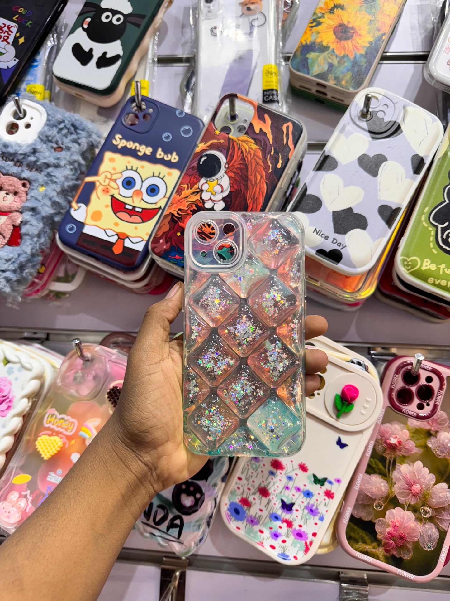 Glitter Grid Case For iPhones