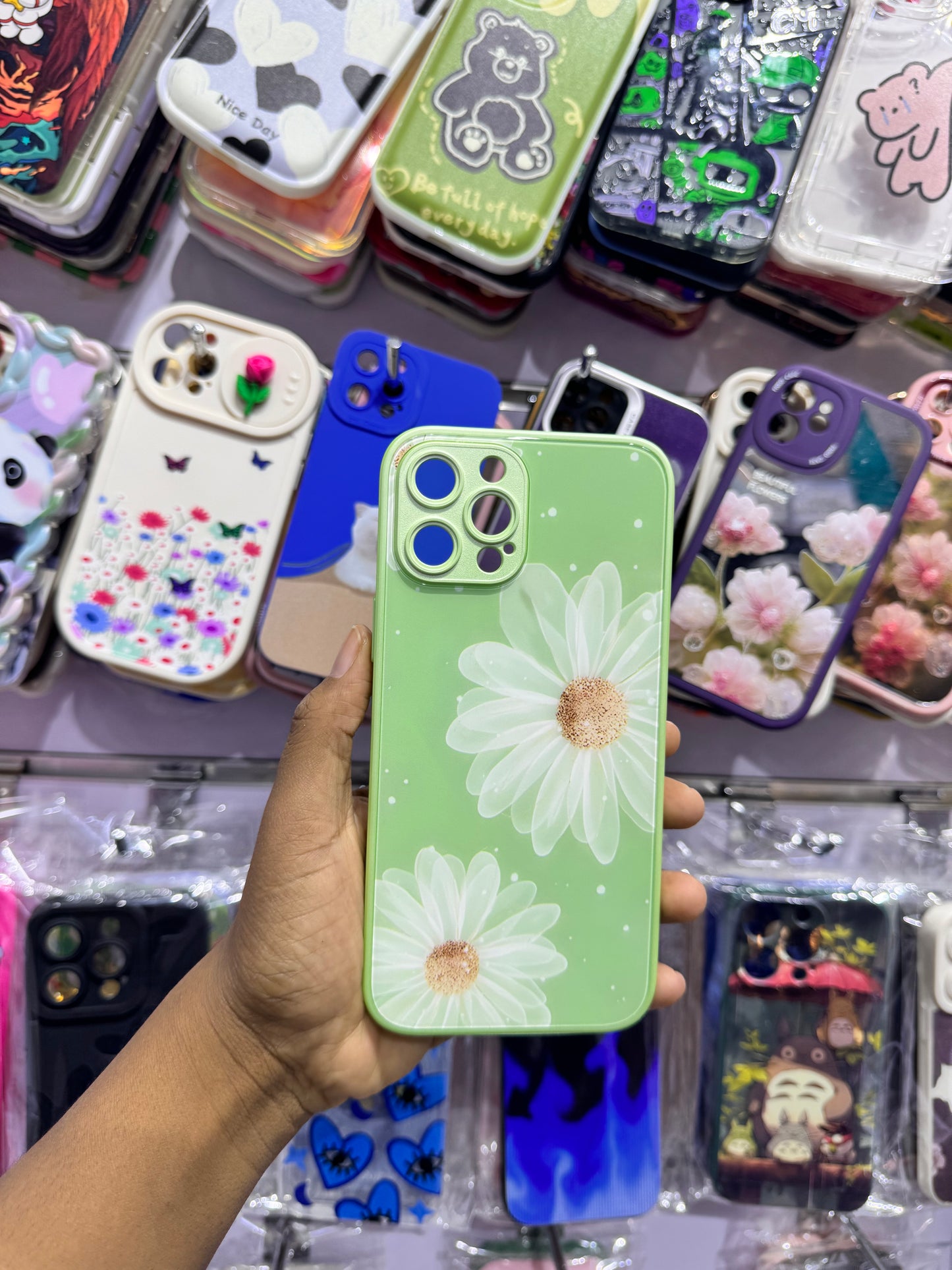 Green White Flower Case For IPhones
