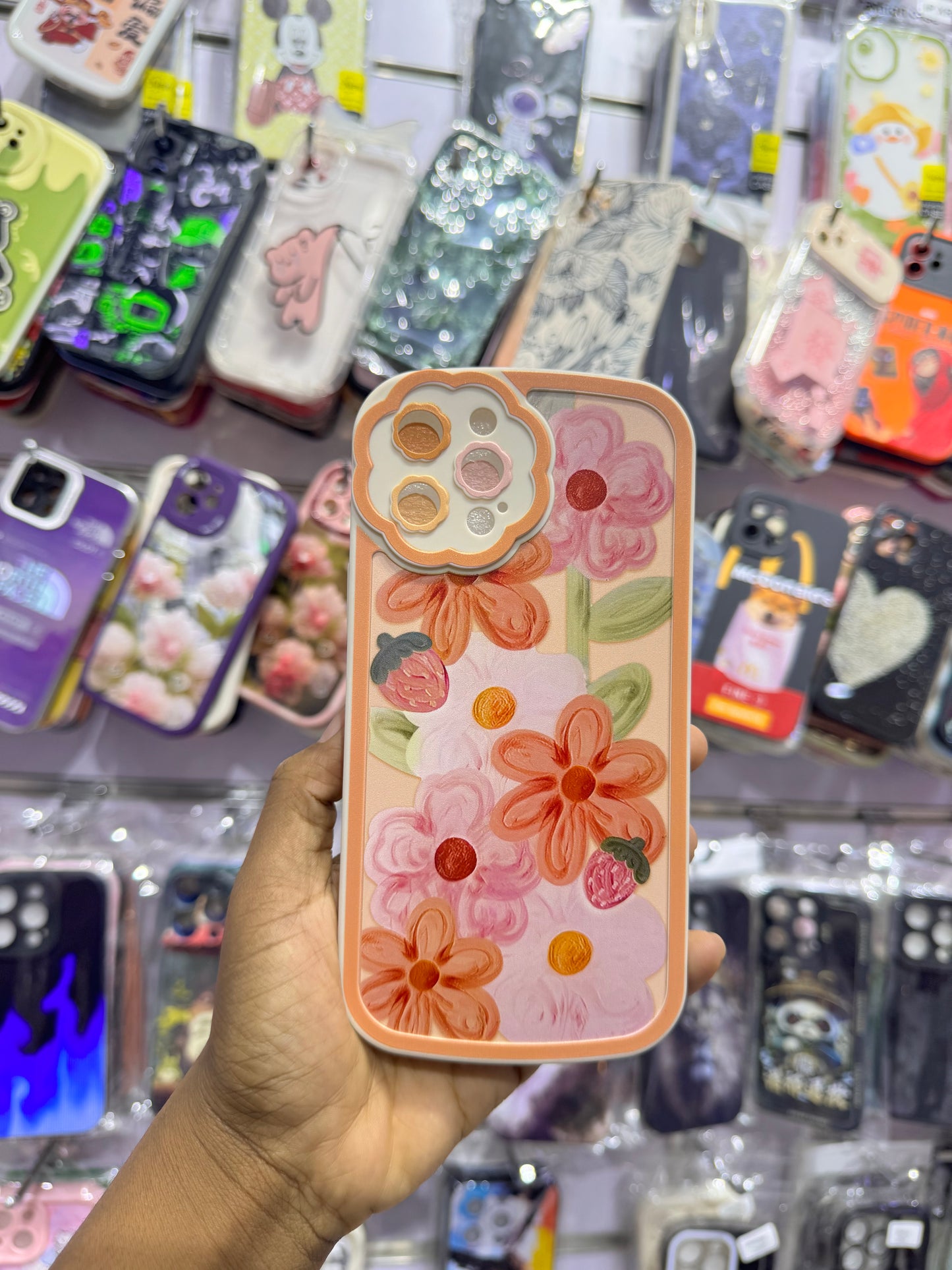 Peach Floral Case For IPhones