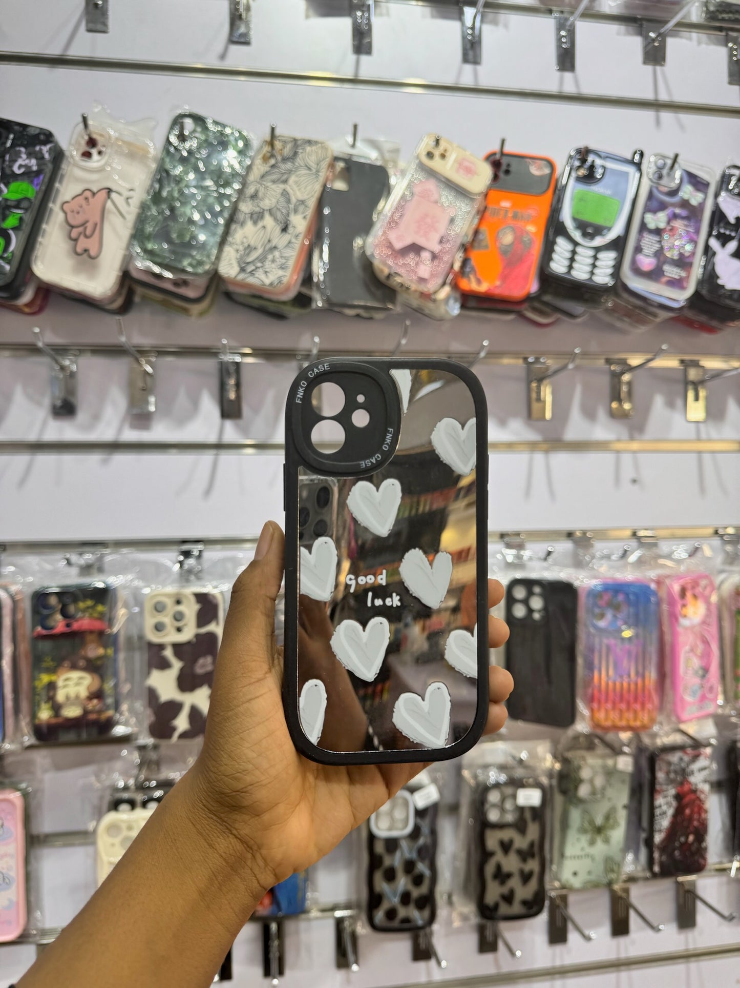 Good luck Mirror heart case for iPhones