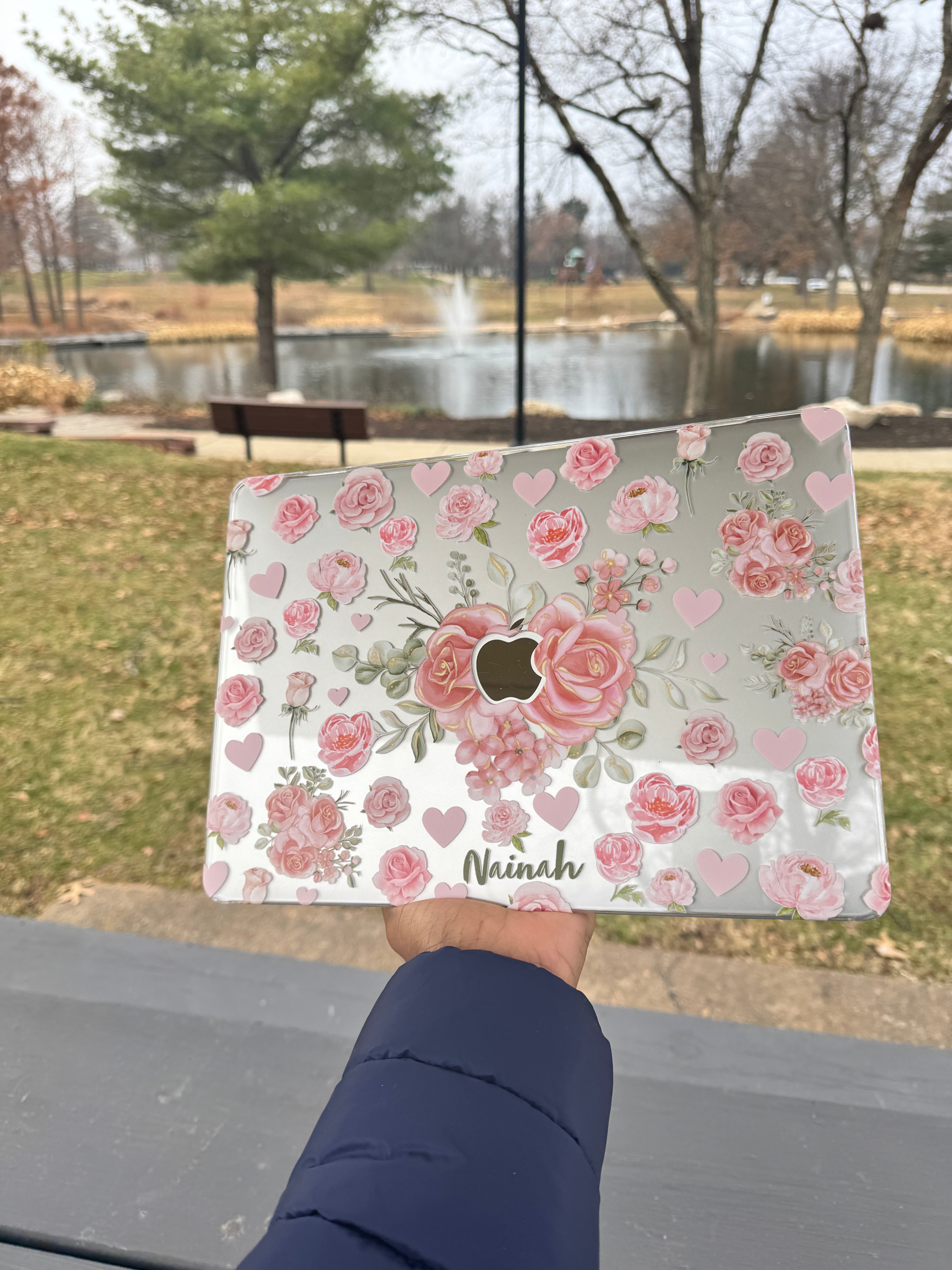 Pink Rose Bouquet MacBook Case