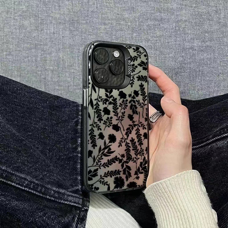 Black shadow flower case for iPhones