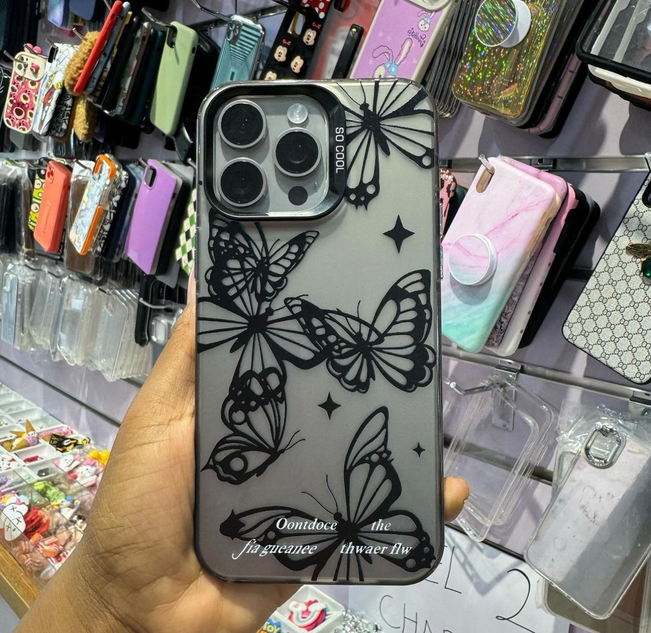 Black butterfly Print Protective Case for iPhones