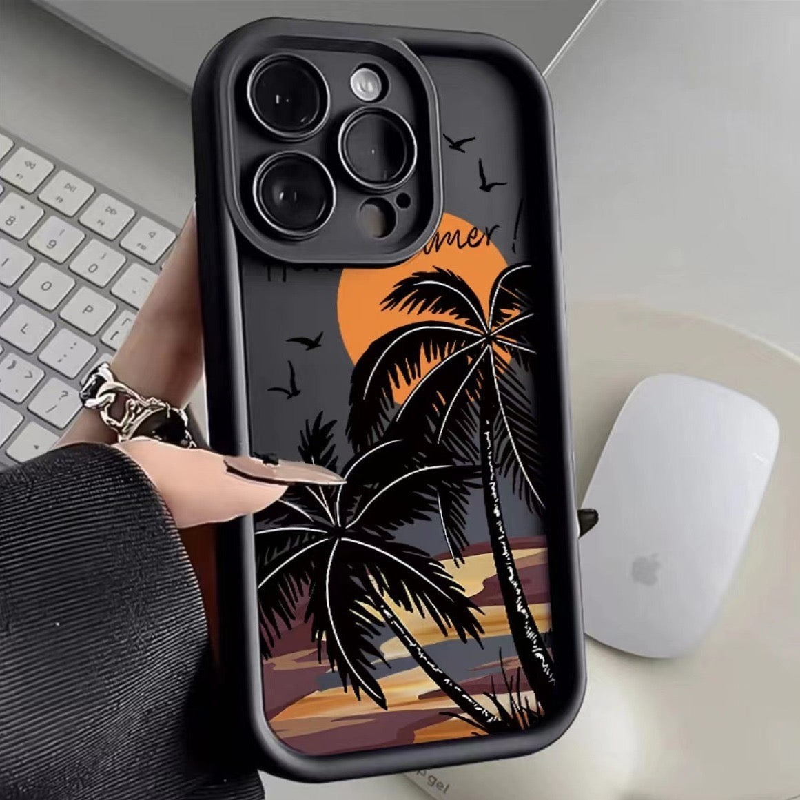 Black palm tree case for iPhones