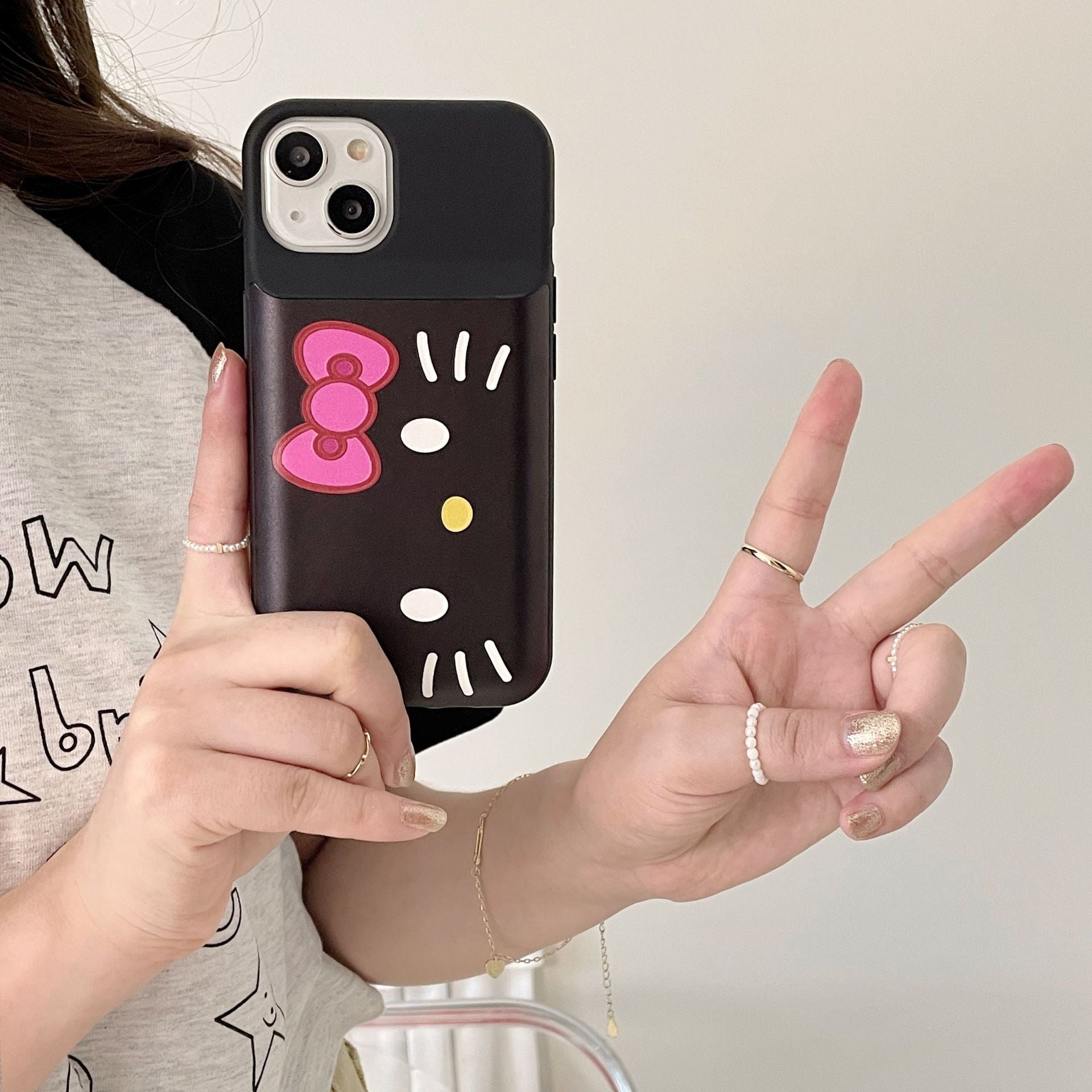 Black  Hello kitty Case For iPhone 15/14 Promax
