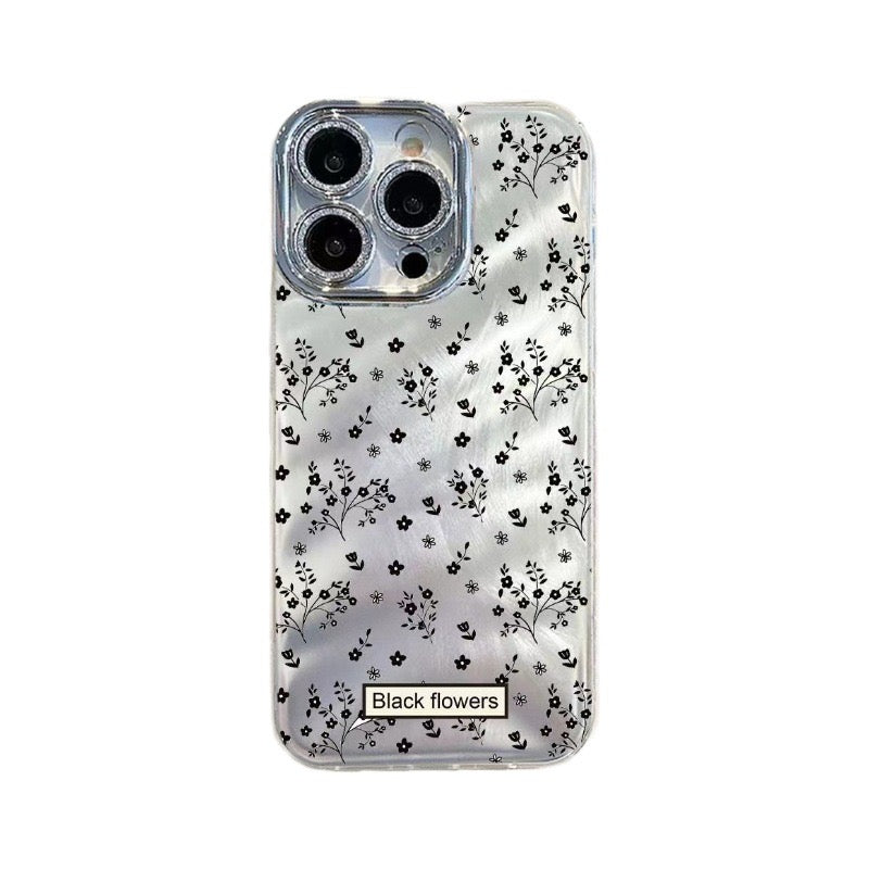 Silver Black Floral Case for iPhones