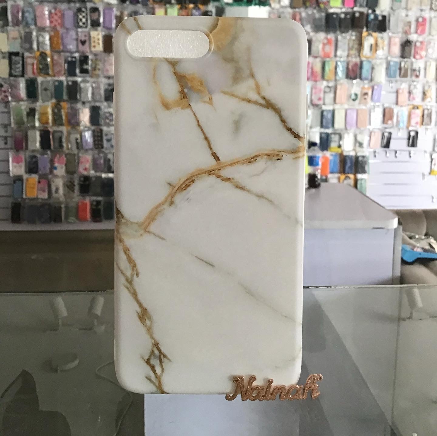 White/gold Marble Case For iPhone 7 plus