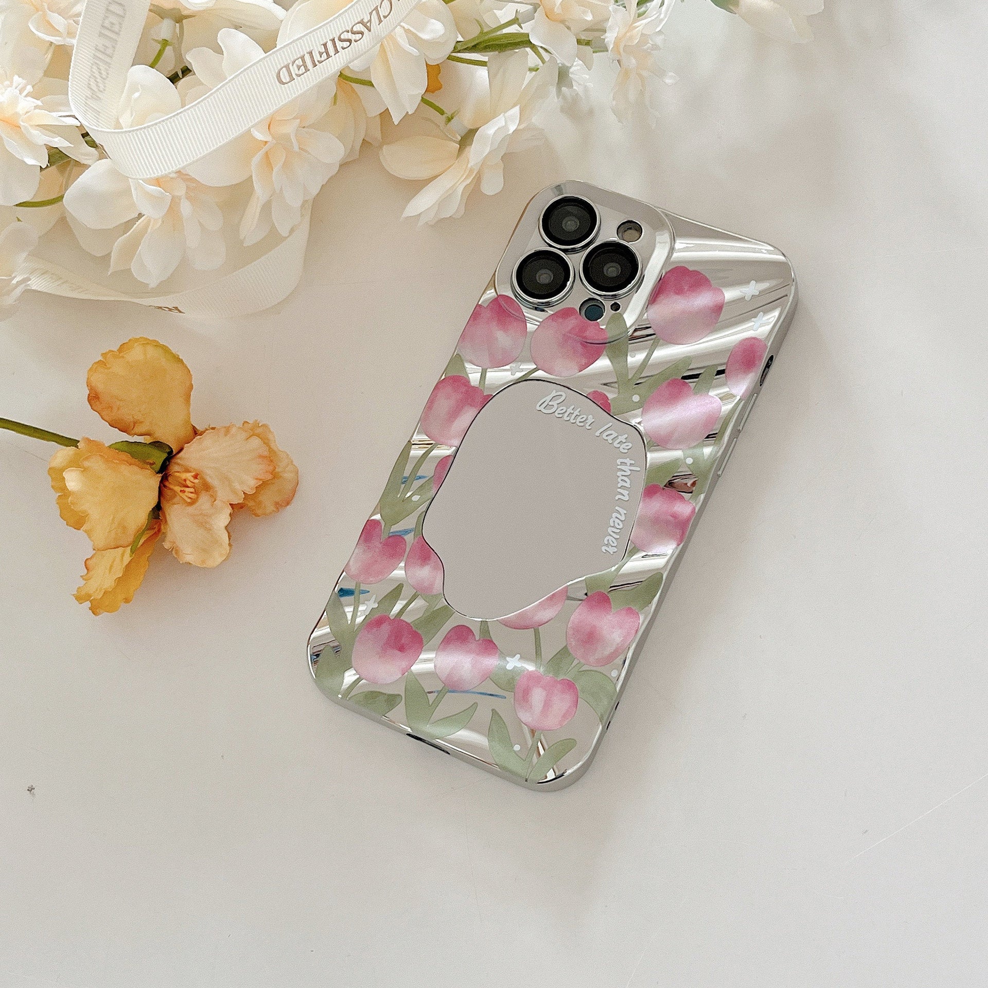 Pink Rose Mirror Case For IPhone 13 Pro Max