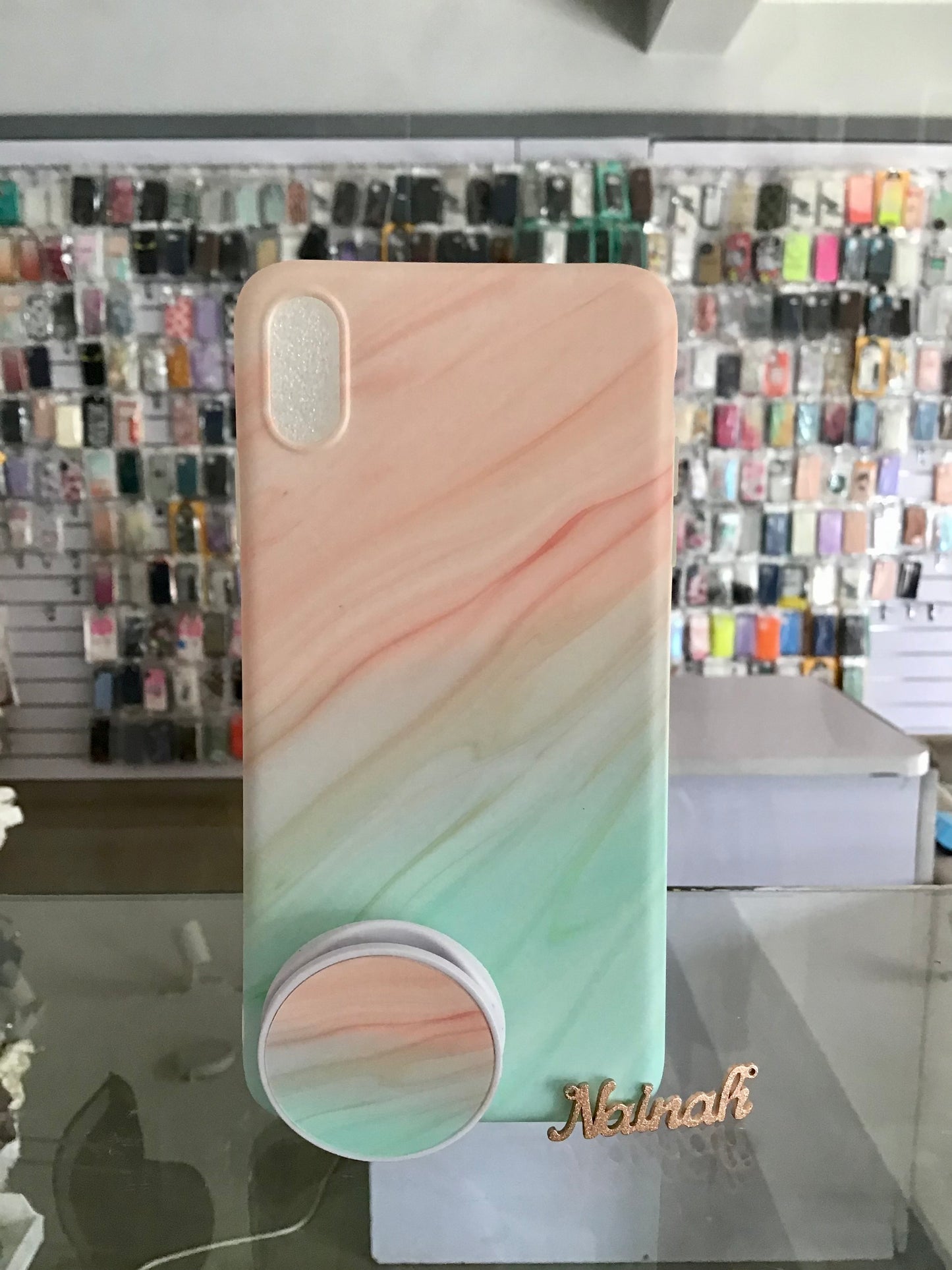 Orange Marble With Grip Case For iPhone