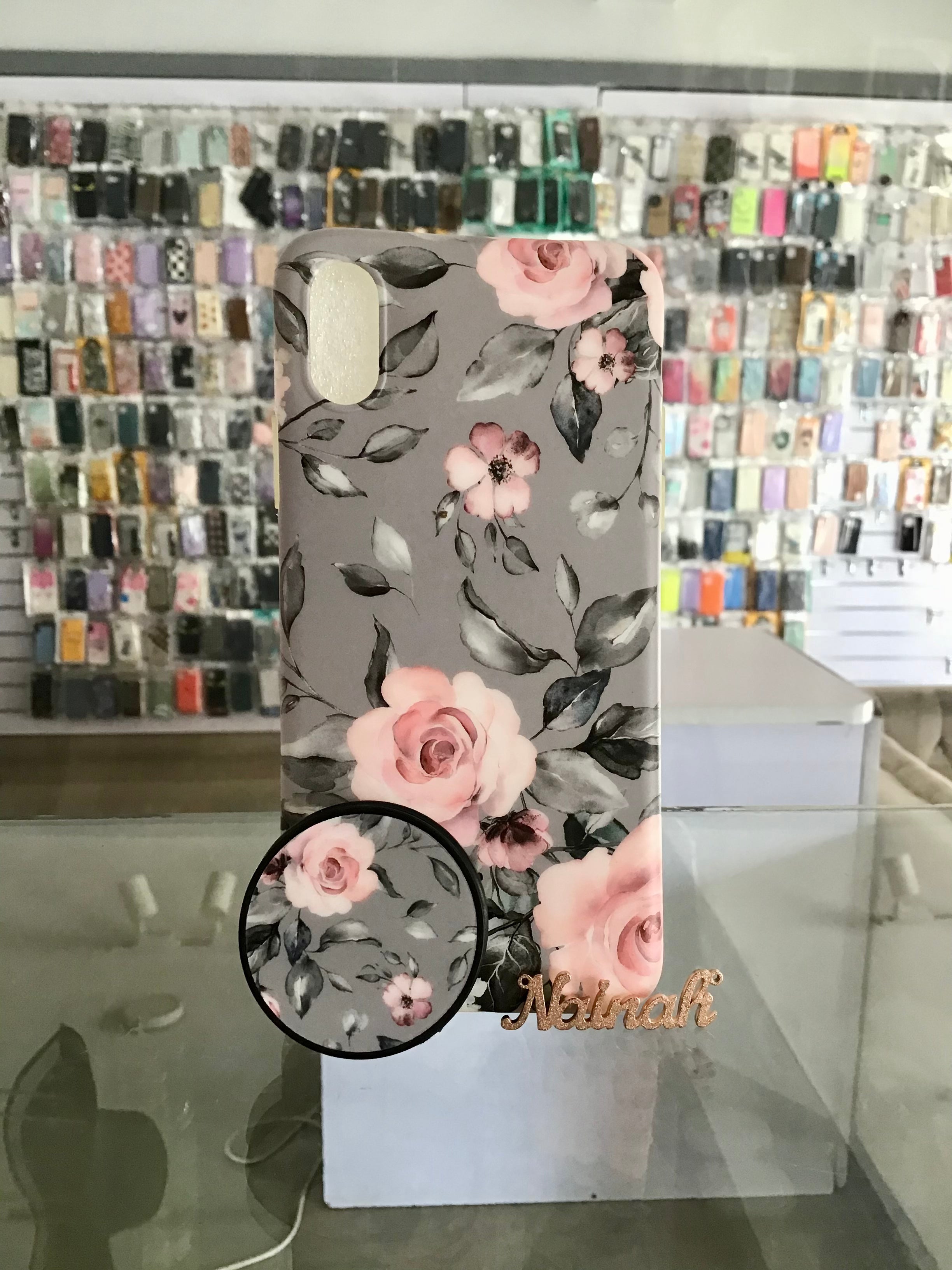 Pink Flower Gray Case  For iPhone XS