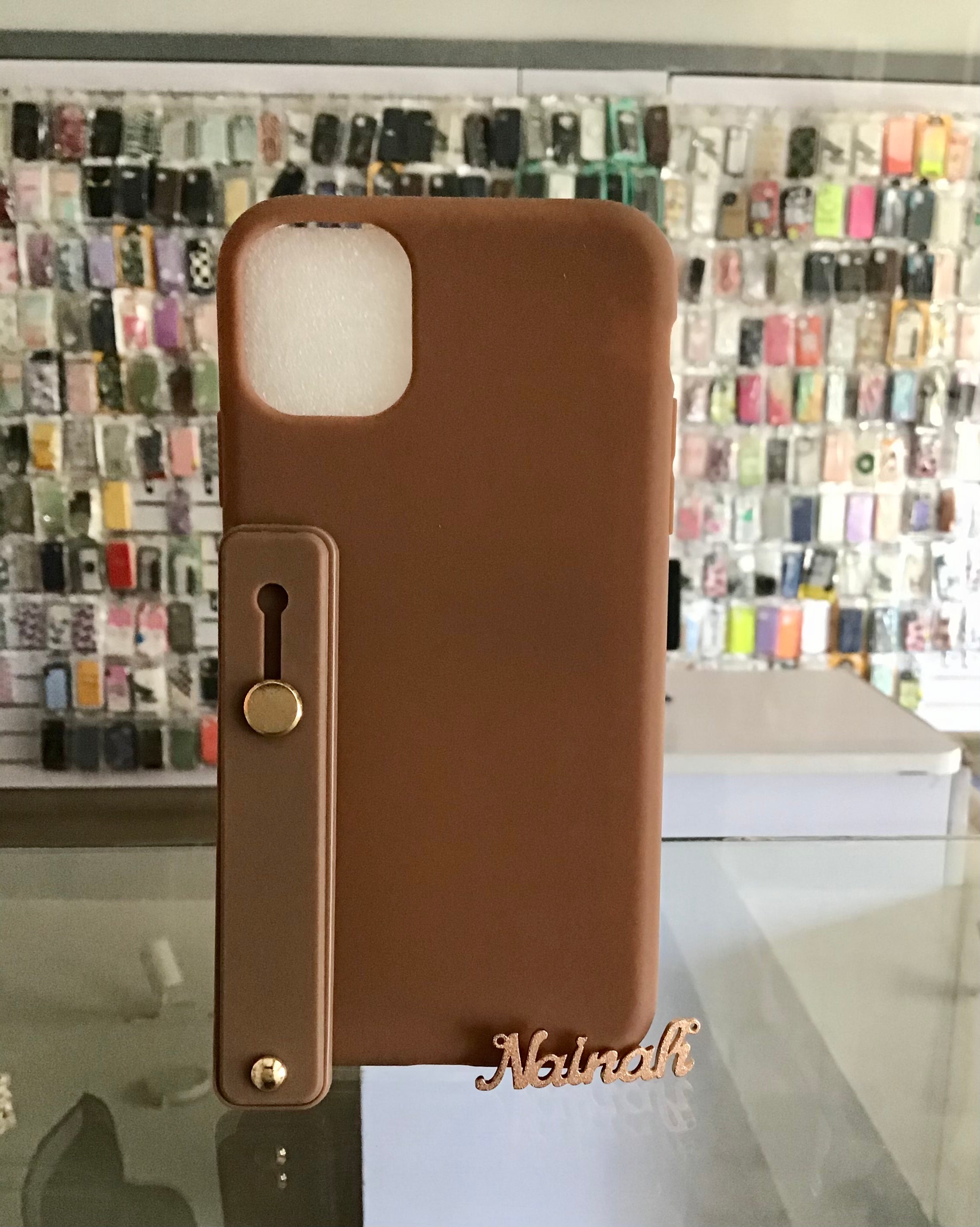 Brown silicone Strap Case For iPhone 11